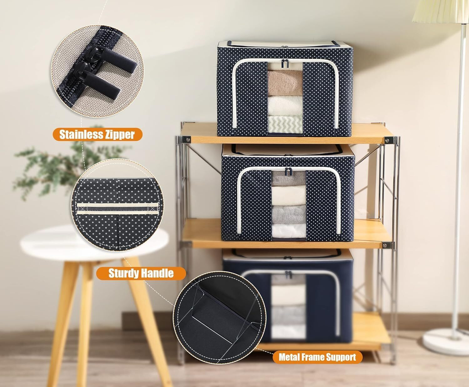 Image of Ashmakam Dress Box for Clothes Storage - 66L Steel Frame Organizer with Handle Dress Box for Clothes Storage - 66L Steel Frame Organizer with Handle Dress Box for Clothes Storage - 66L Steel Frame Organizer with Handle