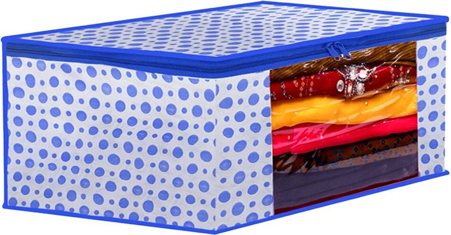 Ankit International Garment Cover Dot Printed Foldable, Non-Woven Saree Cover/Organizer With Transparent Window BB_01