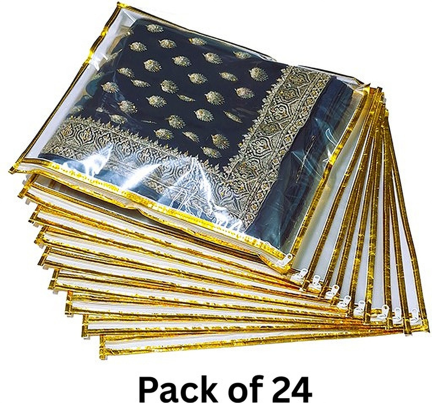 Image of FLYLYF saree cover 24 set plastic bag with zip Saree Bag Cover Dress Bag Cover suit packing bag for wedding Travling 24 Piece Clothes cover storage bags sadi packing covar