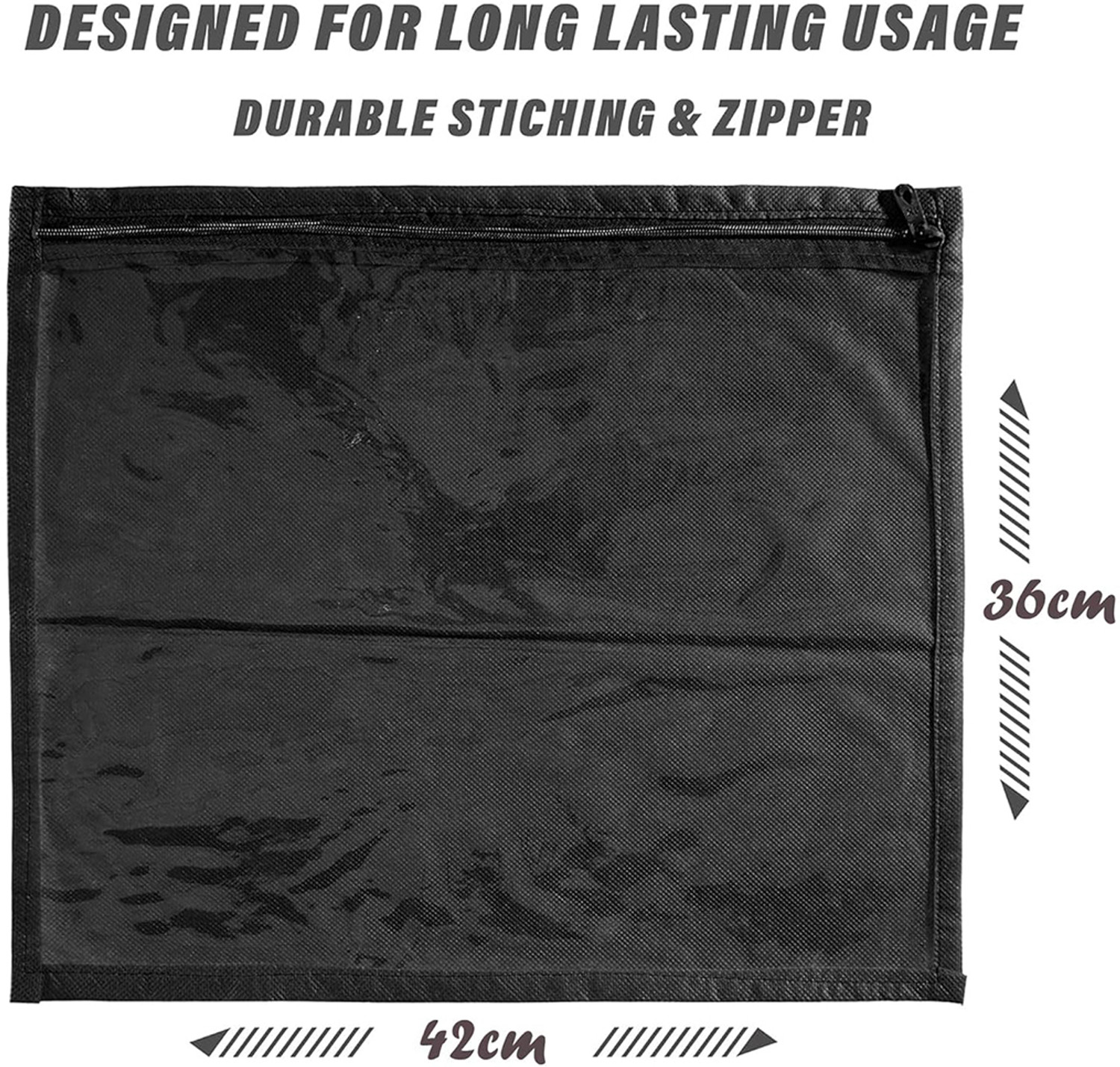 Image of HOMESTIC by Kuber Industries Saree Cover Plain Saree Cover With Zip Closure|Single Packing Bag|Pack of 24|Black 73HT12097