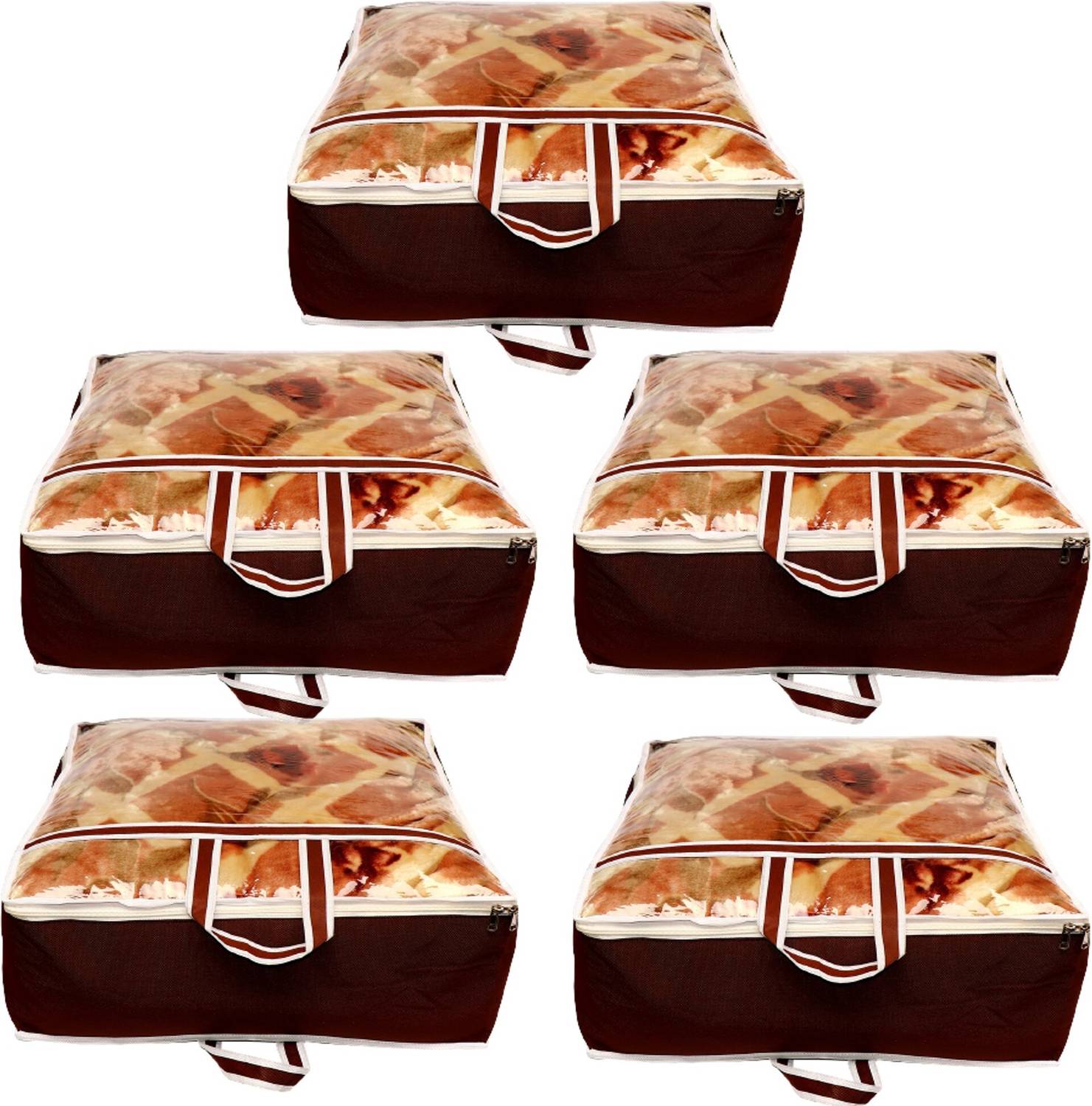 adhira creations Good Quality Blanket Bag Set Of 5Blanket Cover Blanket Cover Designer Front Transparent Storage Organizer Blanket Cover Bag Useful for Rajai/Cloths/Storage