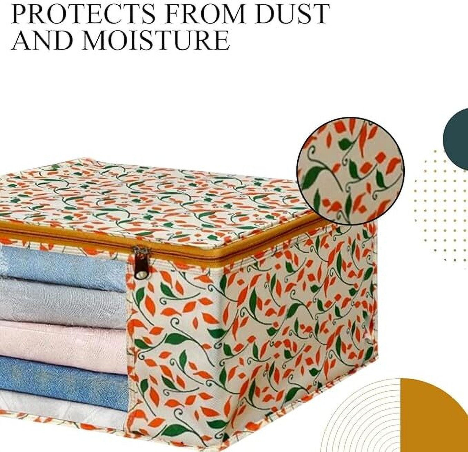 Image of MADHVAN SAREE COVER Printed Non Woven Fabric Saree Cover /Clothes Organiser For Wardrobe Set YELLOW-12
