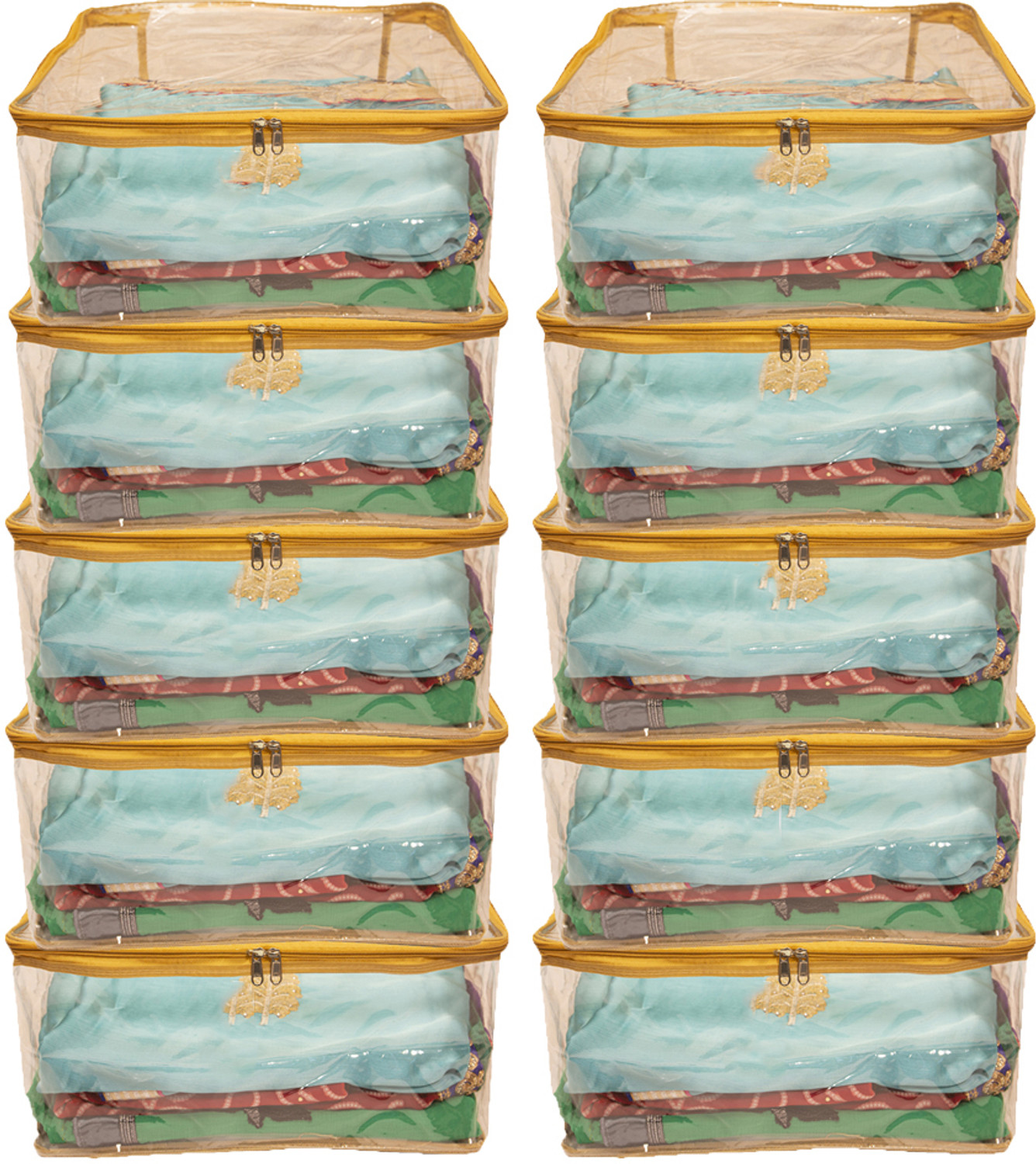 Image of Ajabh High Quality Set Of 10 Pieces Multipurpose Plain Transparent Saree Cover Garment Cover Bag | Clothes Cover | Wardrobe Storage Organizer