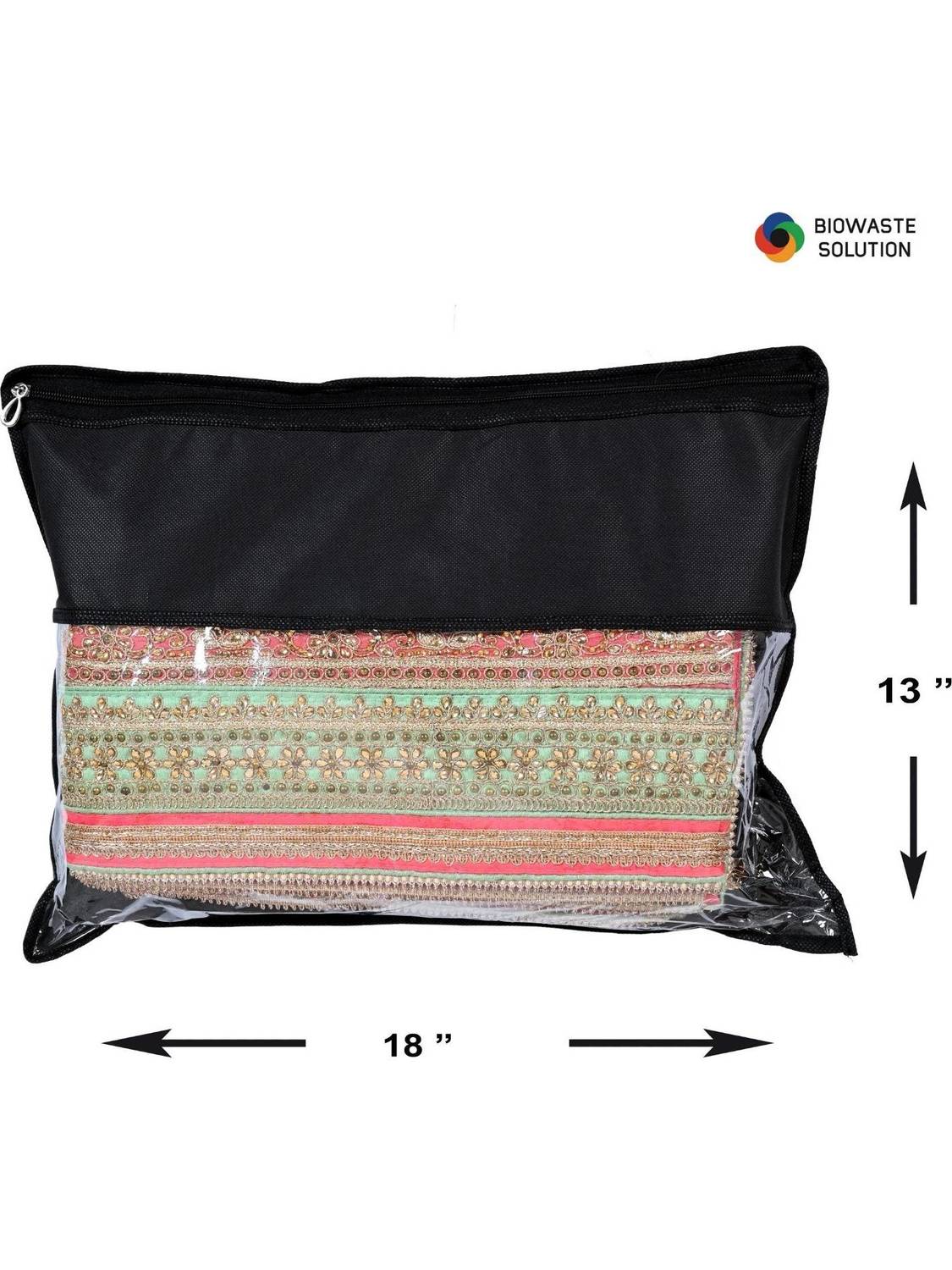 Biowaste Solution BWSC6_1 Saree cover Single Saree Cover Set of 6 storage bag Black Color BWSCB6