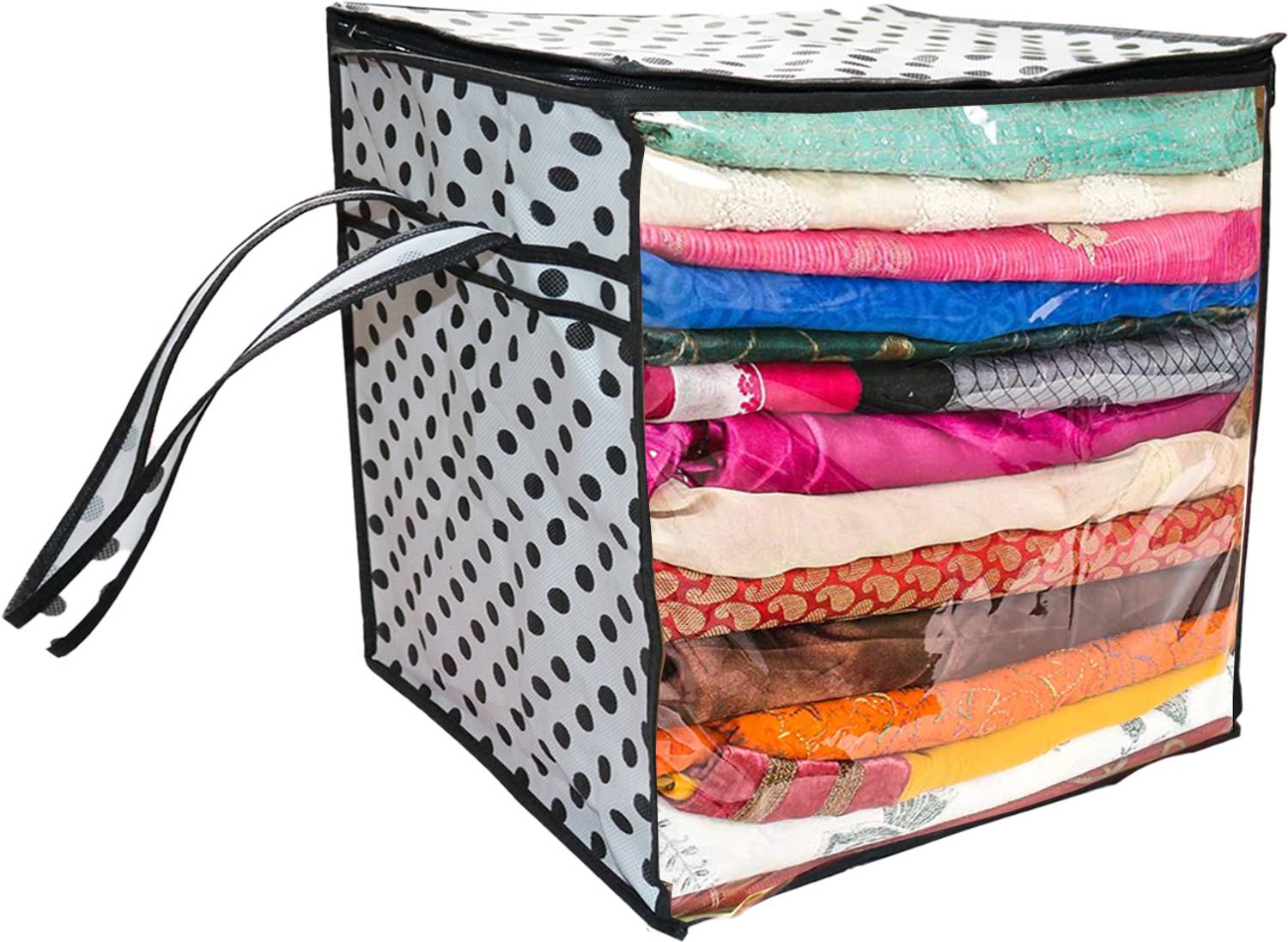 AARON INC Saree Cover Premium High-Quality Trendy Saree Cover Storage Bag For Wardrobe Organizer Garments Storage bags XXL-Big in size POLKA Printed saree cover Pack of 1