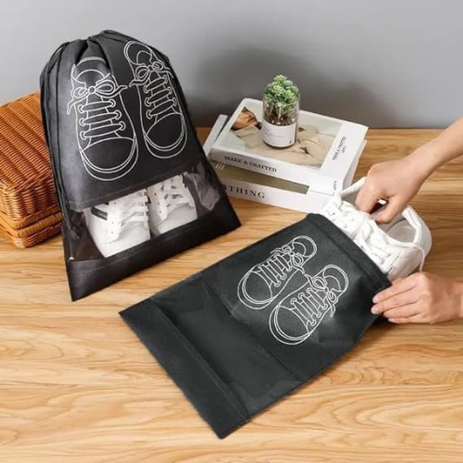 Image of Clipron SB6PCS04 6 Pcs Shoe Bag for Travel Essentials | Foldable Dustproof Footwear Storage Pouch 6 Pcs Shoe Bag for Travel Essentials | Foldable Dustproof Footwear Storage Pouch