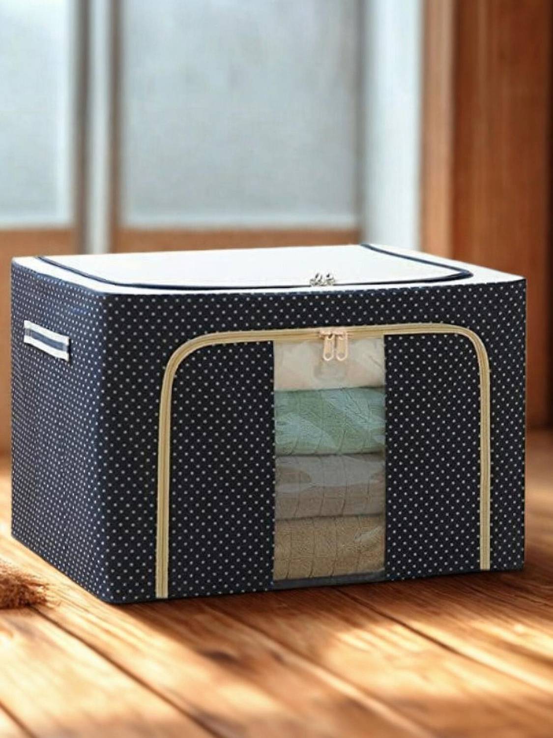 AshmakamMart Dress Storage Box 66L – Foldable Cloth Organizer with Clear Window Dress Storage Box 66L – Foldable Cloth Organizer with Clear Window Dress Storage Box 66L – Foldable Cloth Organizer with Clear Window