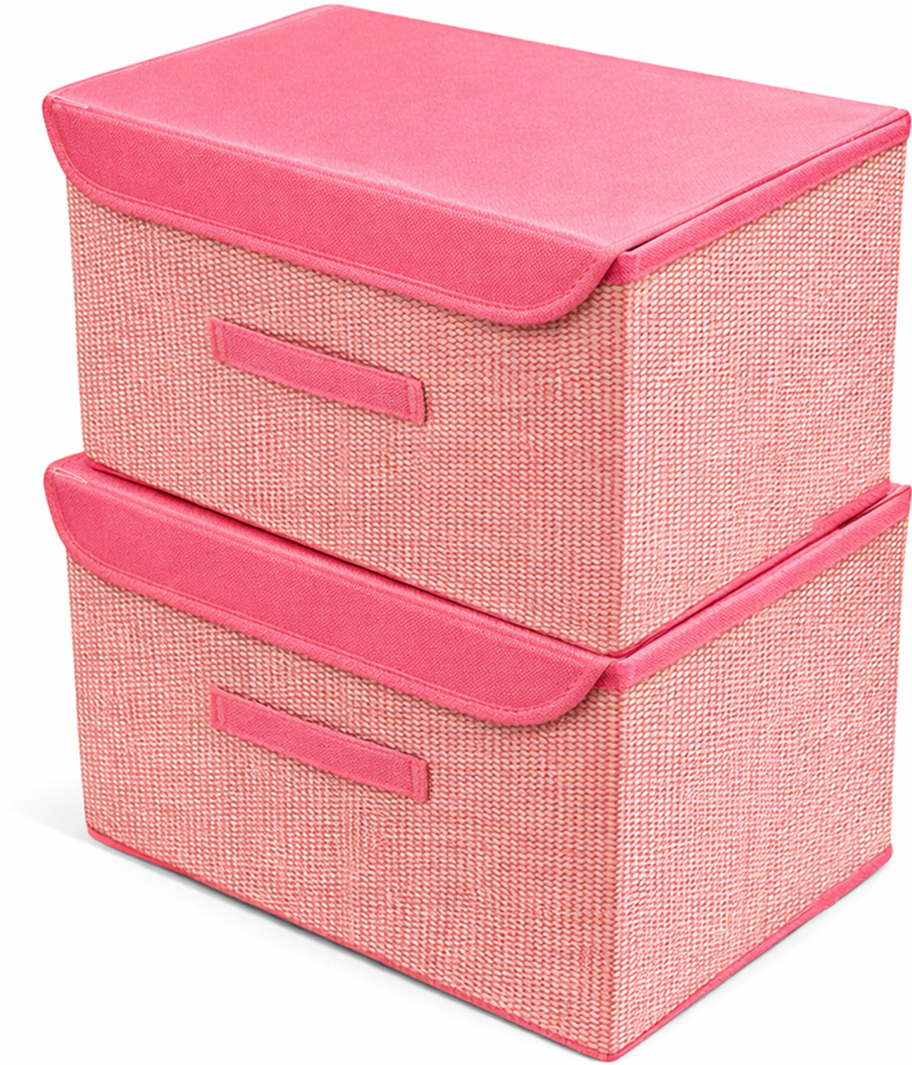 Image of Wonstiar Foldable Storage Box Set of 2 with Lid | Multipurpose Organizer for Clothes, Toys & Wardrobe | Collapsible Space Saving Storage Basket