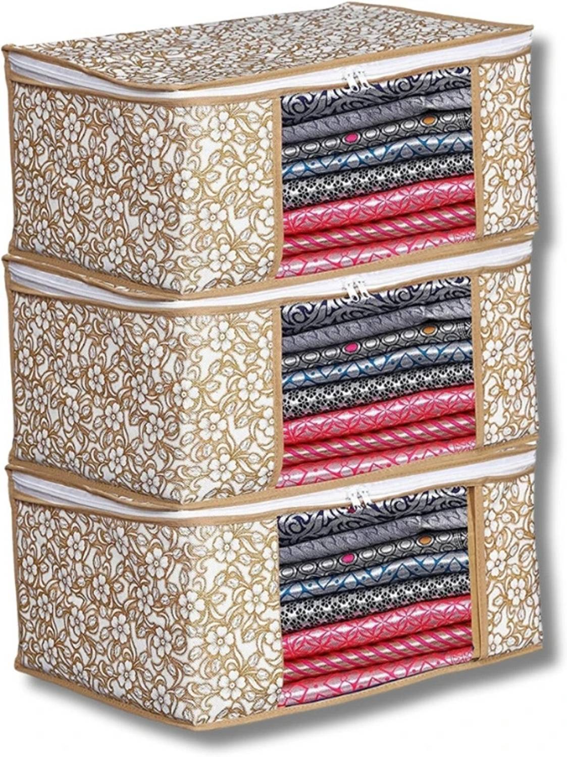 House of Common Btos Non- Woven Saree Cover With Transparent Window Set Of 3