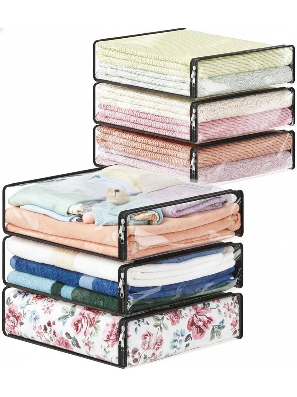 AmiPackaging Transparent Clothes Storage Bag | Foldable Wardrobe Organizer Saree, Blanket, Towel & Storage Cover | sari cover