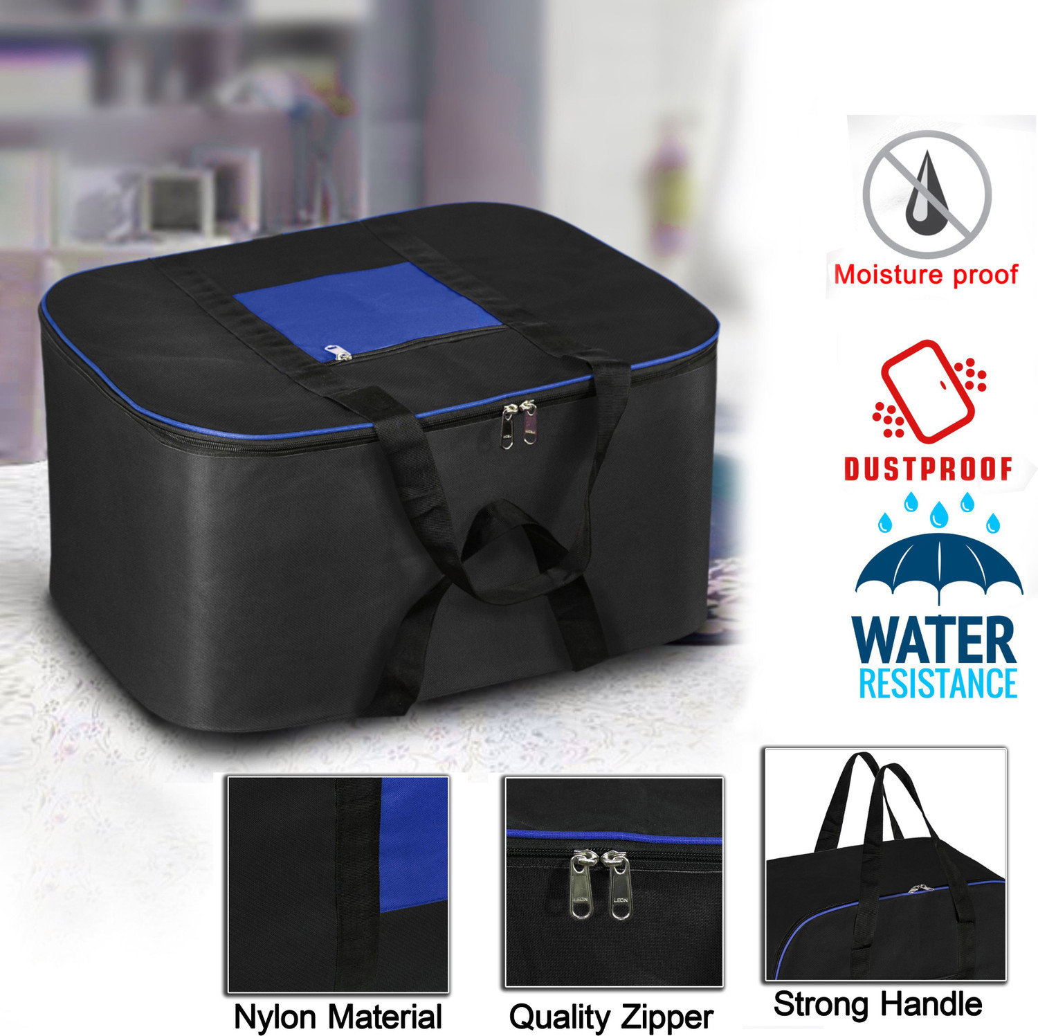 Image of STORITE Big Storage Bag Moisture Proof Blanket, Cloth, Saree Organizer with Zippered Closure