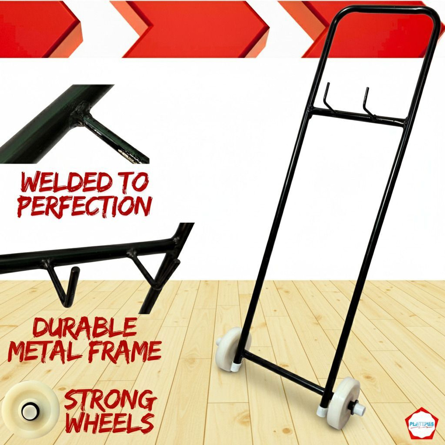Image of PLATIPUS Heavy Duty Gas Cylinder Trolley with Wheels | Easy Movement | Sturdy & Durable, Gas Cylinder Trolley