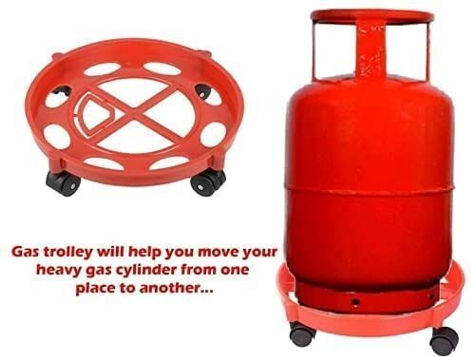 Image of senoprime High Quality Red Gas Cylinder Trolley with 360 Rotating Wheels Gas Cylinder Trolley (Red, Pack of 1)