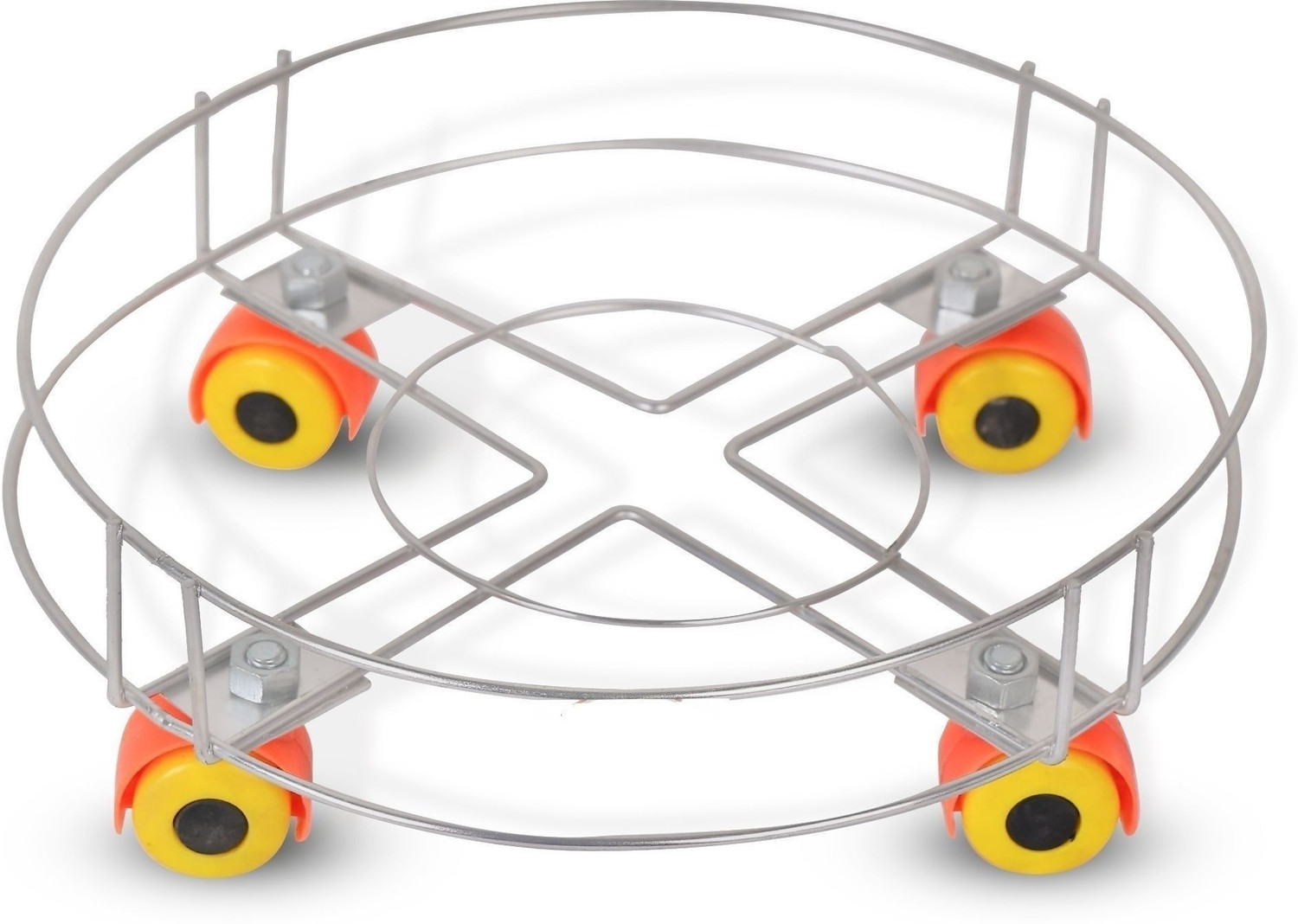 Image of SVS Durable Gas Cylinder Moving Trolley Stand with Anti Slip Wheels and Metal Frame Gas Cylinder Trolley