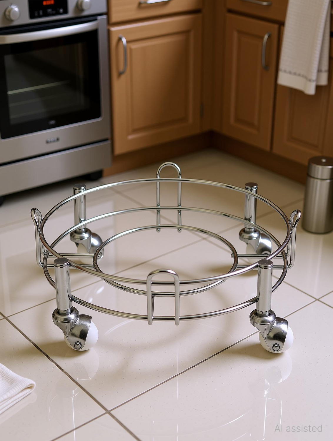 Image of Taxton Heavy Stainless Steel Gas Cylinder Trolley With Wheel | Gas Trolly | Lpg Cylinder Stand | Gas Trolly Wheel |Cylinder Trolley with Wheels | Gas Cylinder Trolley