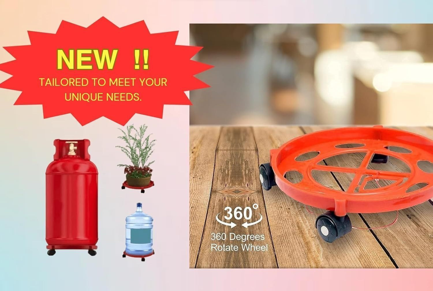 Image of senoprime High Quality Red Gas Cylinder Trolley with 360 Rotating Wheels Gas Cylinder Trolley (Red, Pack of 1)