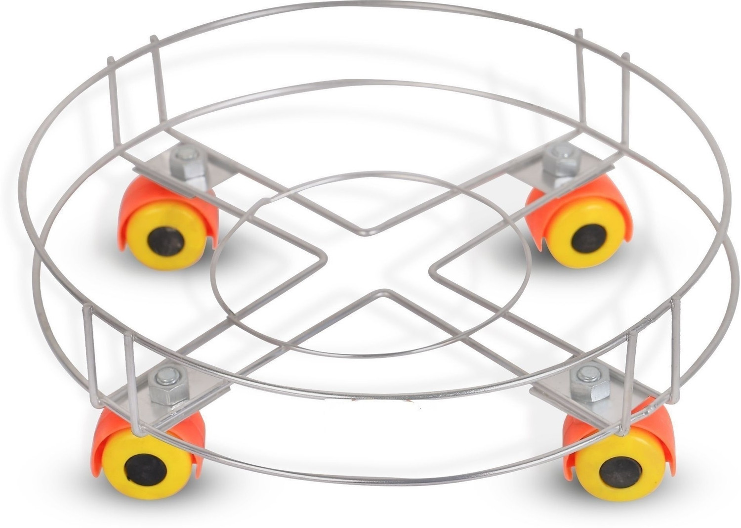 Image of SVS Durable Gas Cylinder Moving Trolley Stand with Anti Slip Wheels and Metal Frame Gas Cylinder Trolley