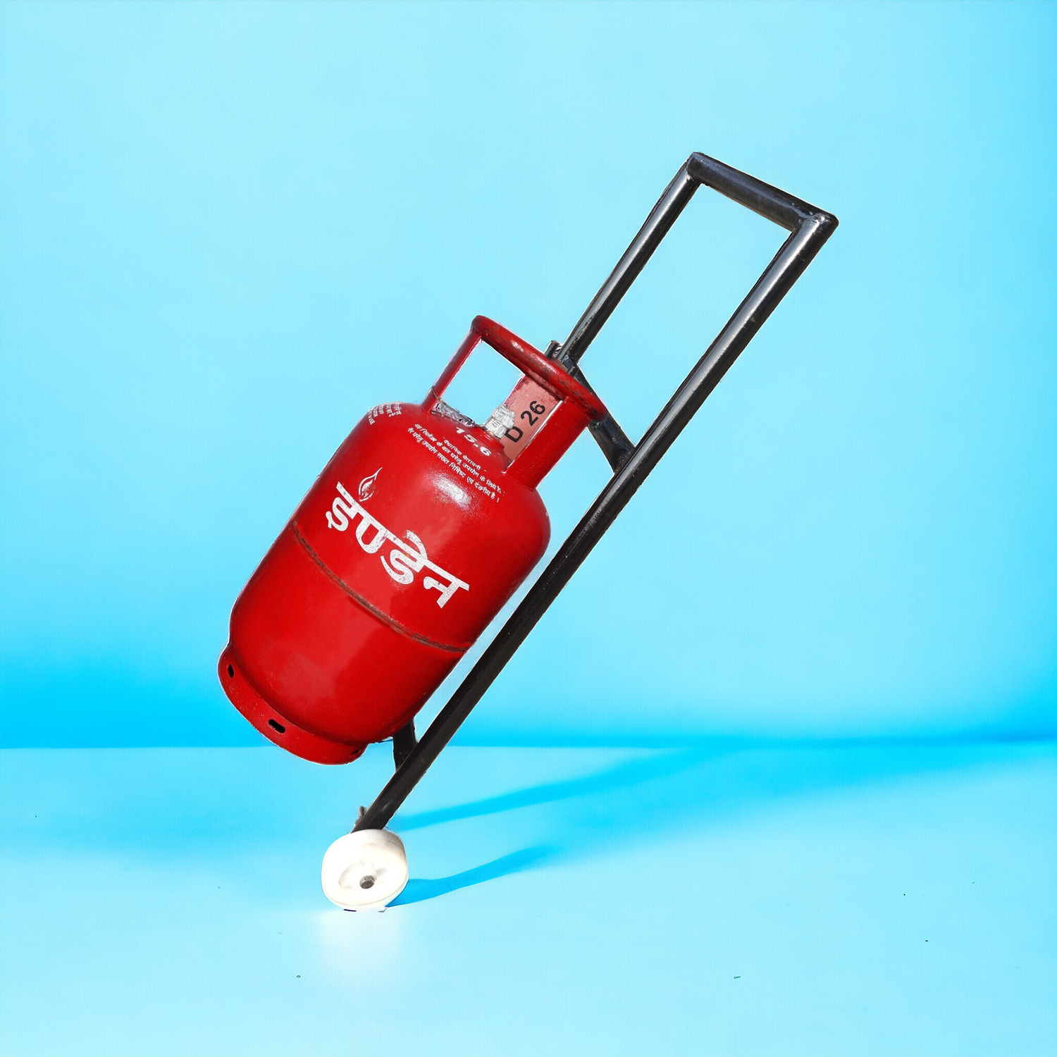 Image of ANAMIKA Heavy Duty LPG Gas Cylinder Trolley with Two Wheels 12'' X 36'' in Size Gas Cylinder Trolley