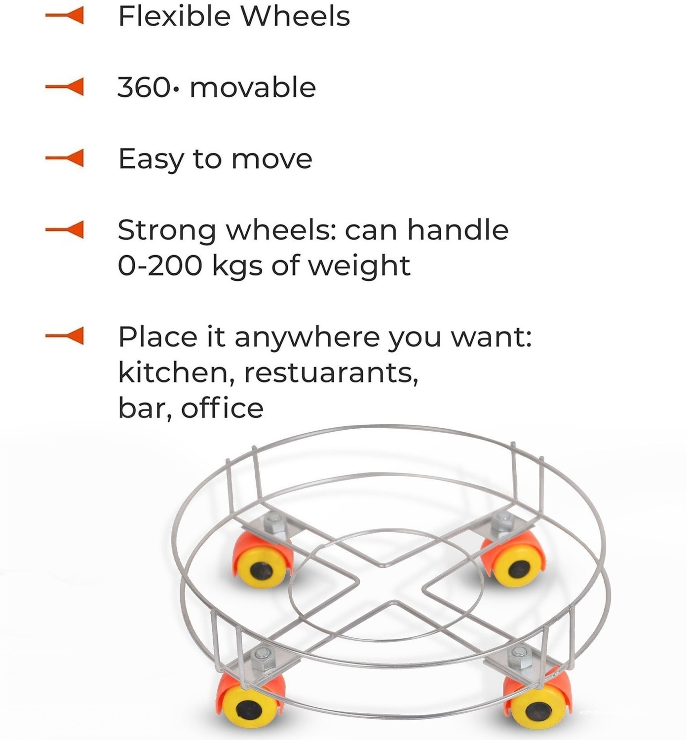 Image of SVS Durable Gas Cylinder Moving Trolley Stand with Anti Slip Wheels and Metal Frame Gas Cylinder Trolley