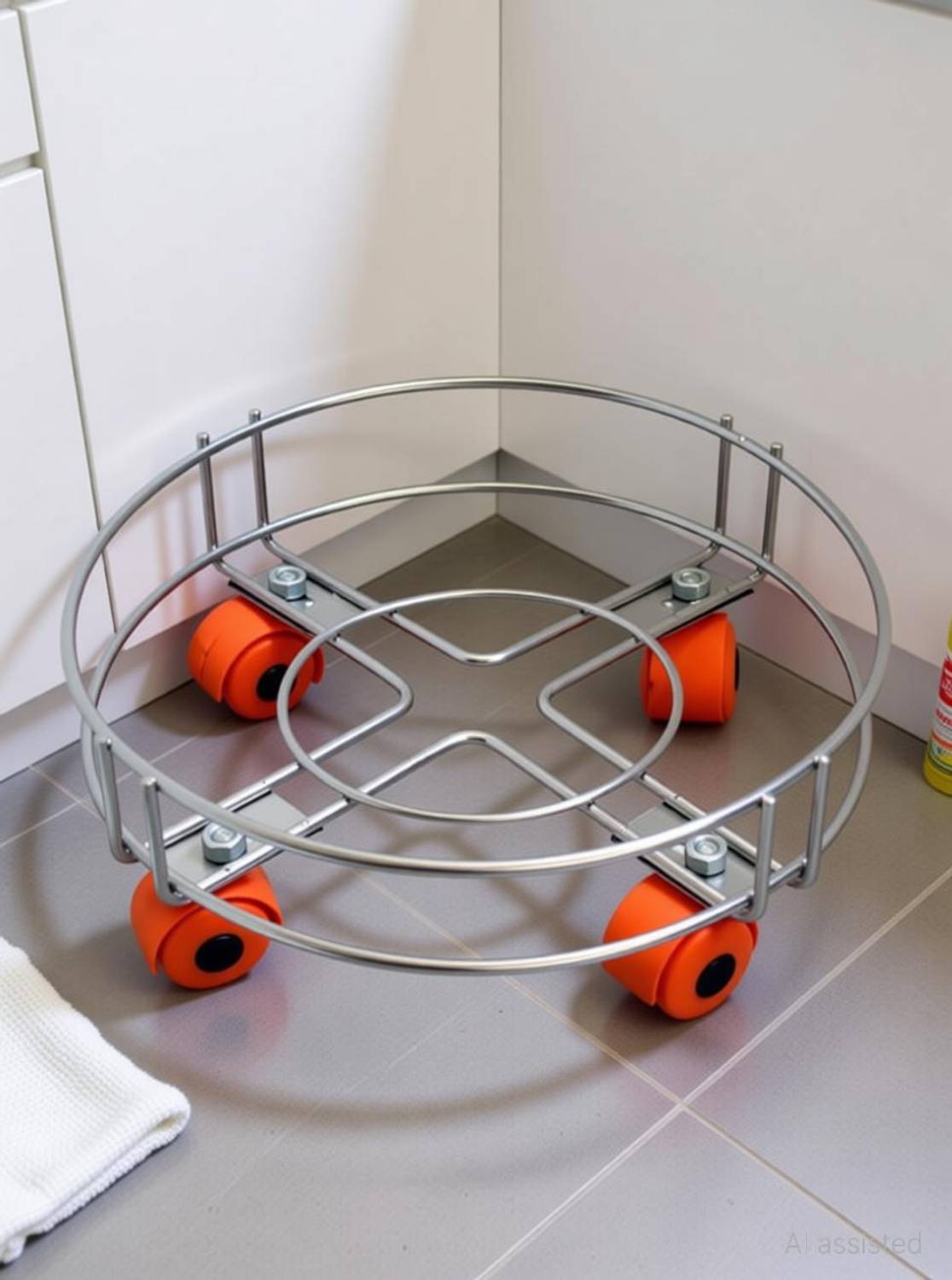 Bristle Kitchen Stainless Steel Gas Trolly | LPG Cylinder Stand Trolley with Wheels | Gas Cylinder Trolley with Wheels (Pack of 1) Gas Cylinder Trolley
