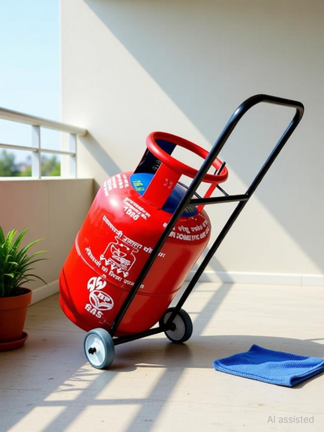 Image of reezle ✨ Heavy-Duty LPG Cylinder Trolley ♻️ ✔️Perfect for Easy Cylinder Transport Gas Cylinder Trolley (Black)