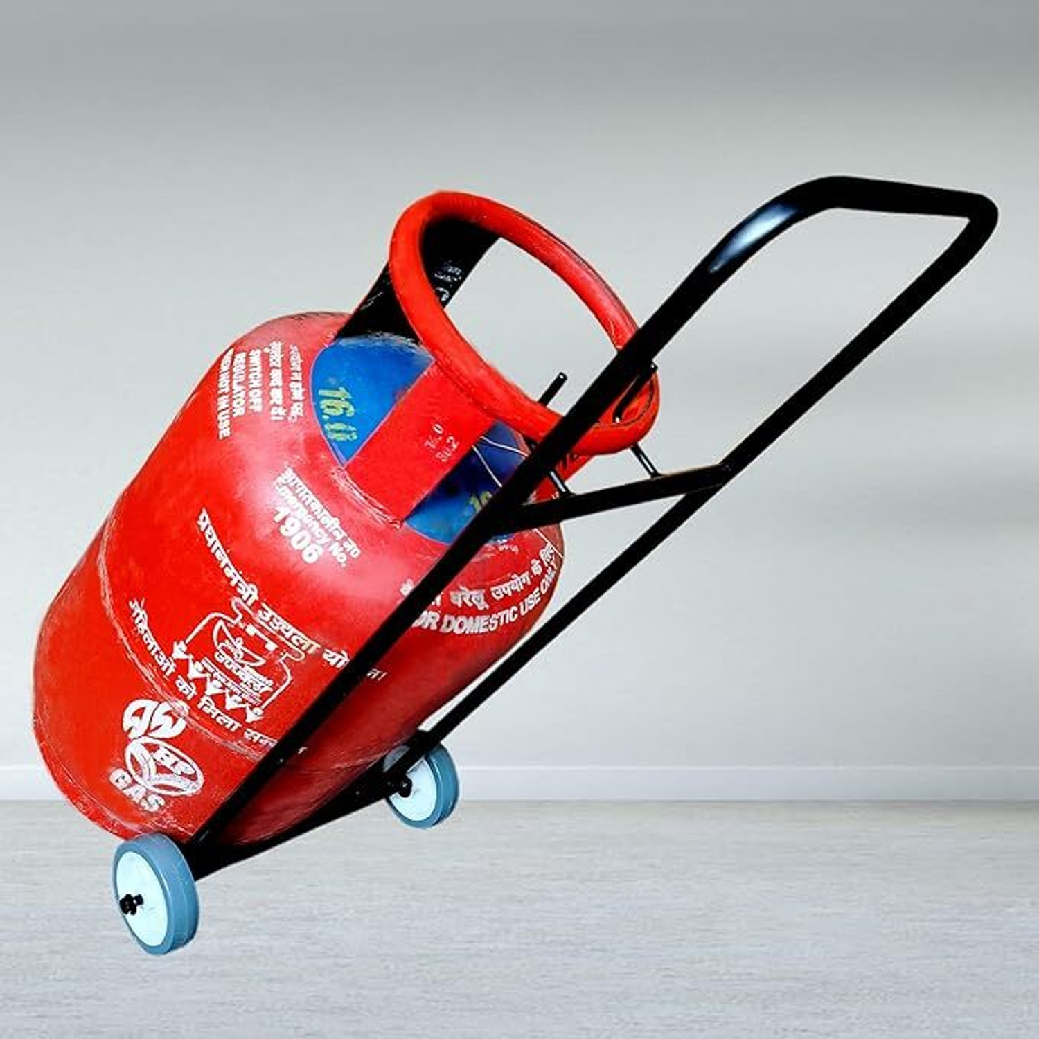 Image of reezle ✨ Heavy-Duty LPG Cylinder Trolley ♻️ ✔️Perfect for Easy Cylinder Transport Gas Cylinder Trolley (Black)