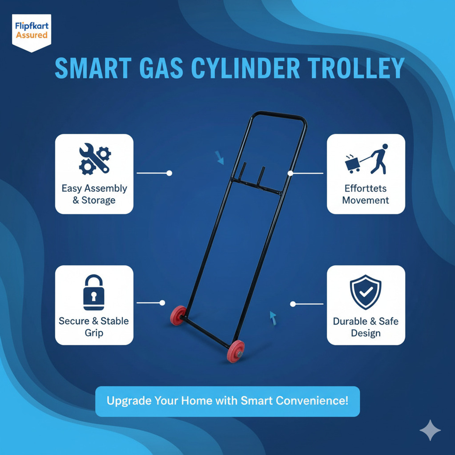 Image of reezle ✨ Heavy-Duty LPG Cylinder Trolley ♻️ ✔️Perfect for Easy Cylinder Transport Gas Cylinder Trolley (Black)