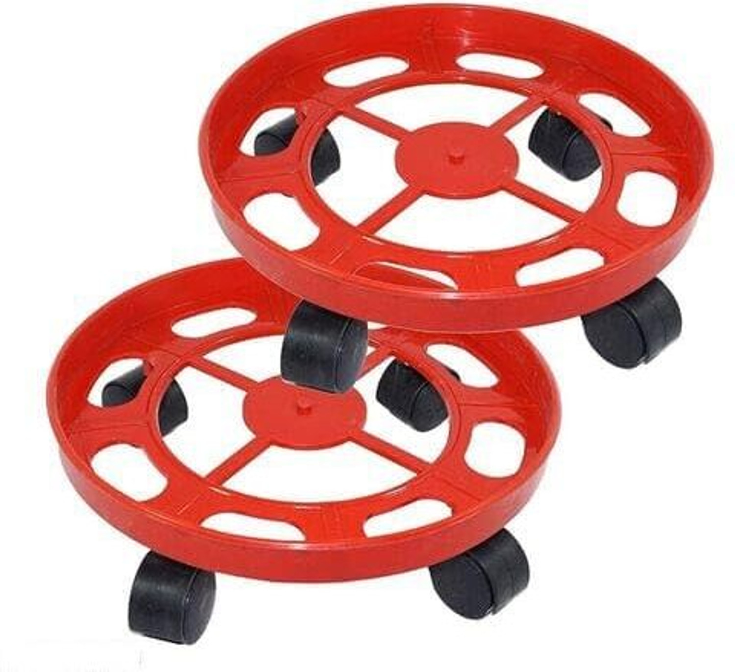 Image of Sarvatr Lpg Cylinder Trolley With Wheels (2PC'S) Strong Plastic Lpg Cylinder Stand Gas Cylinder Trolley