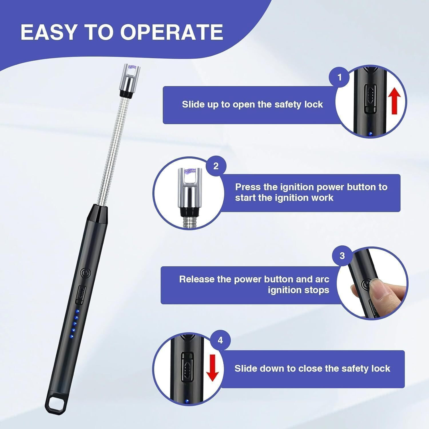 Image of Crasts USB Plasma Rechargeable Electric Lighter for Kitchen, Pooja Room, Candles, BBQ, Multi Purpose - 360 Degree Flexible & Windproof Aluminium Electronic Gas Lighter