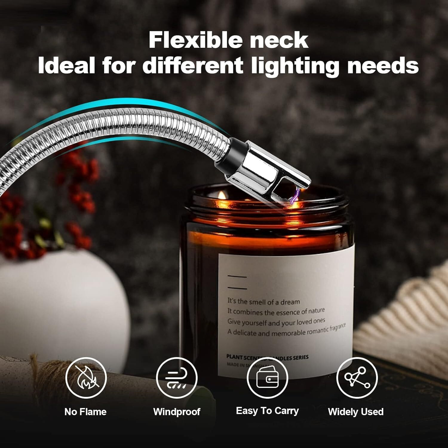 Image of insignia decor ARC Gas lighter for kitchen rechargeable electric lighter for gas long battery Steel Electronic Gas Lighter