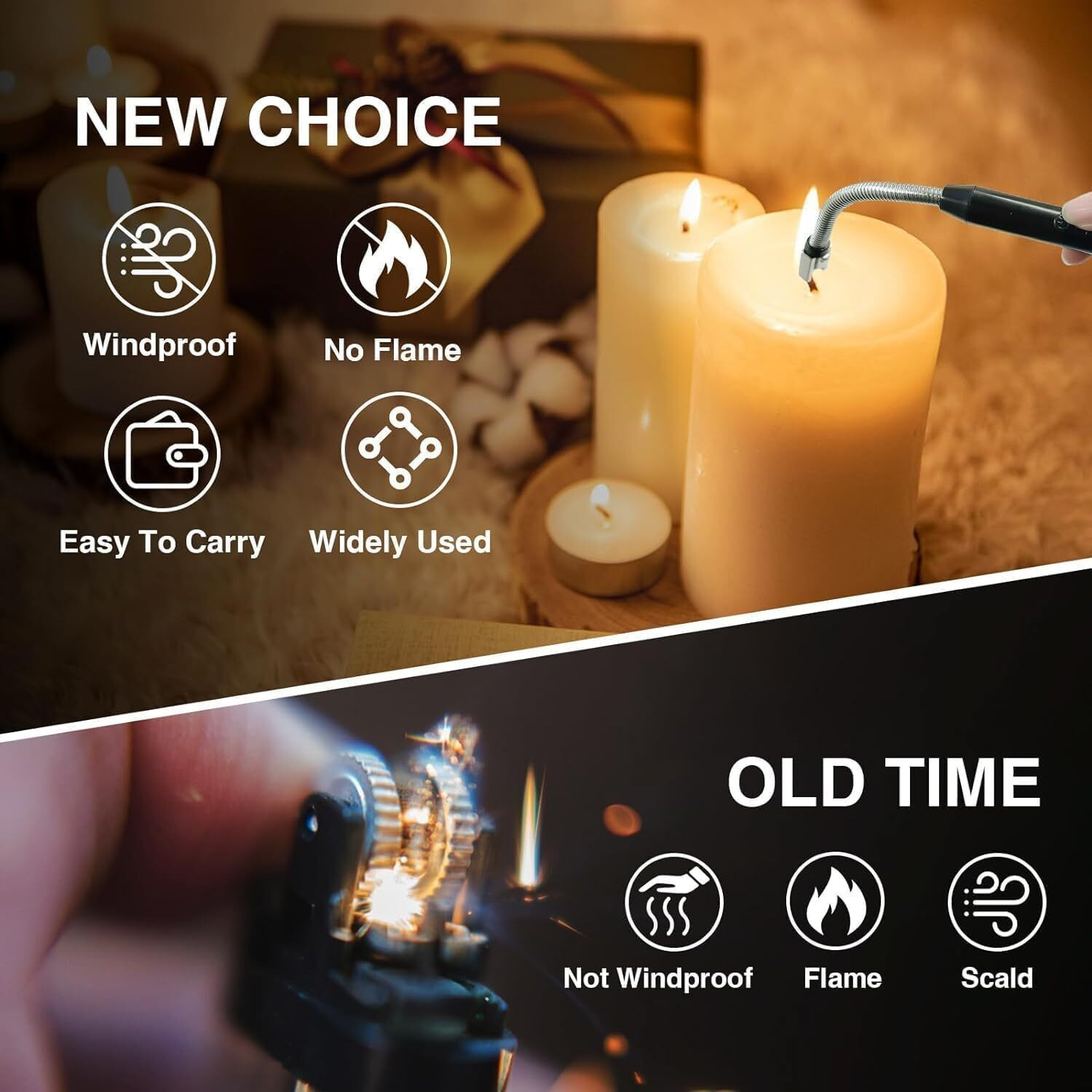 Image of Crasts USB Plasma Rechargeable Electric Lighter for Kitchen, Pooja Room, Candles, BBQ, Multi Purpose - 360 Degree Flexible & Windproof Aluminium Electronic Gas Lighter
