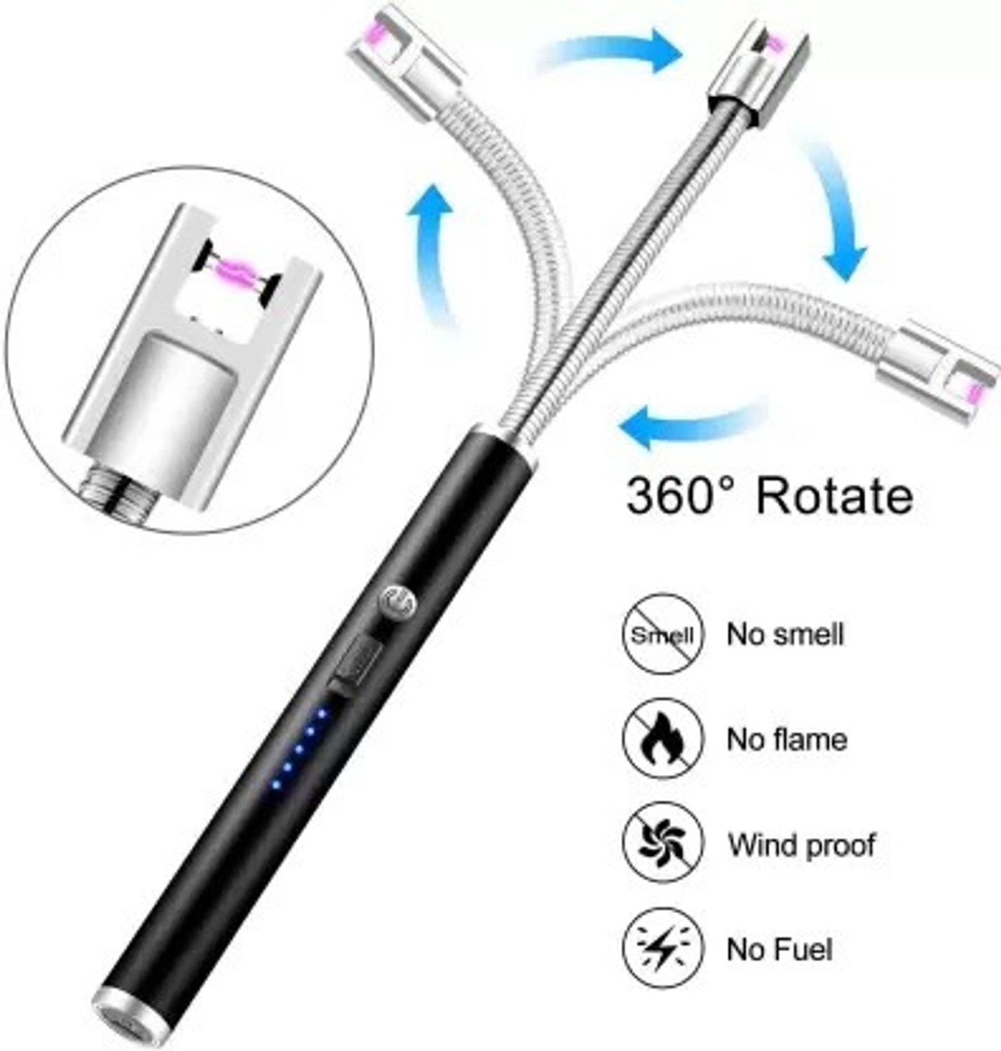 Image of NKPR Flexible Electric Kitchen Lighter 360 Degree Rechargeable for Gas ,Candle 447 Electric Kitchen Lighter 1447 Cigarette Lighter