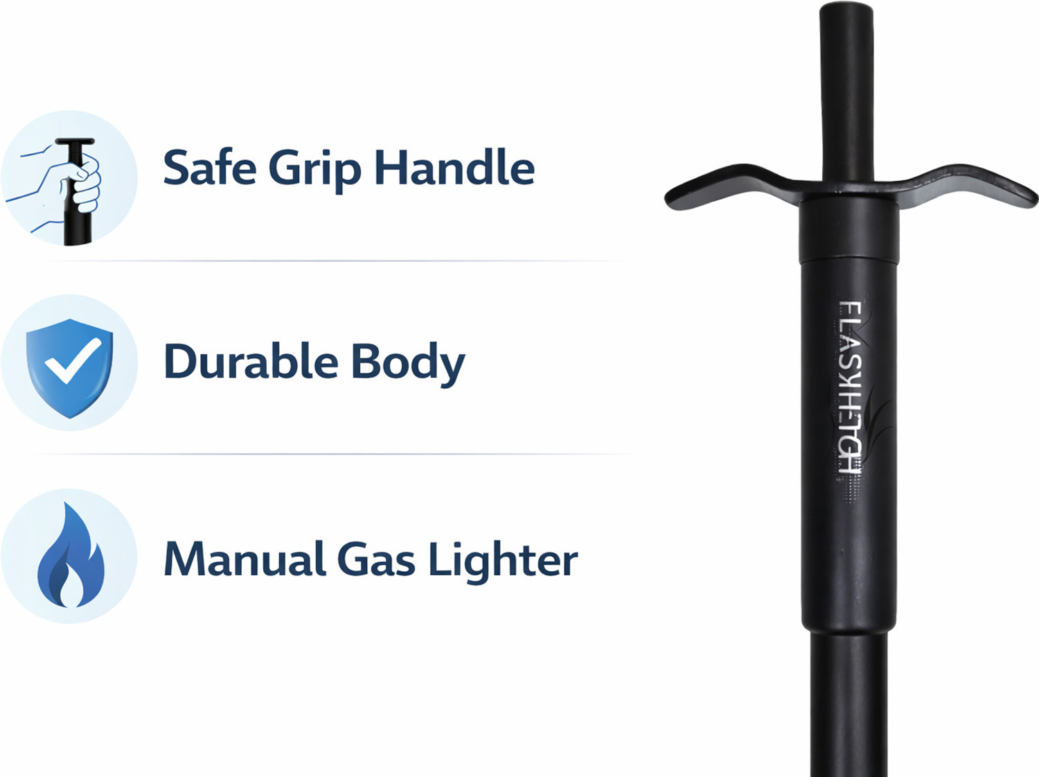 Image of Flipkart SmartBuy Premium Manual Gas Lighter for Kitchen Stove | Safe Grip & Easy Flame Control Steel Gas Lighter (Black, Pack of 2)