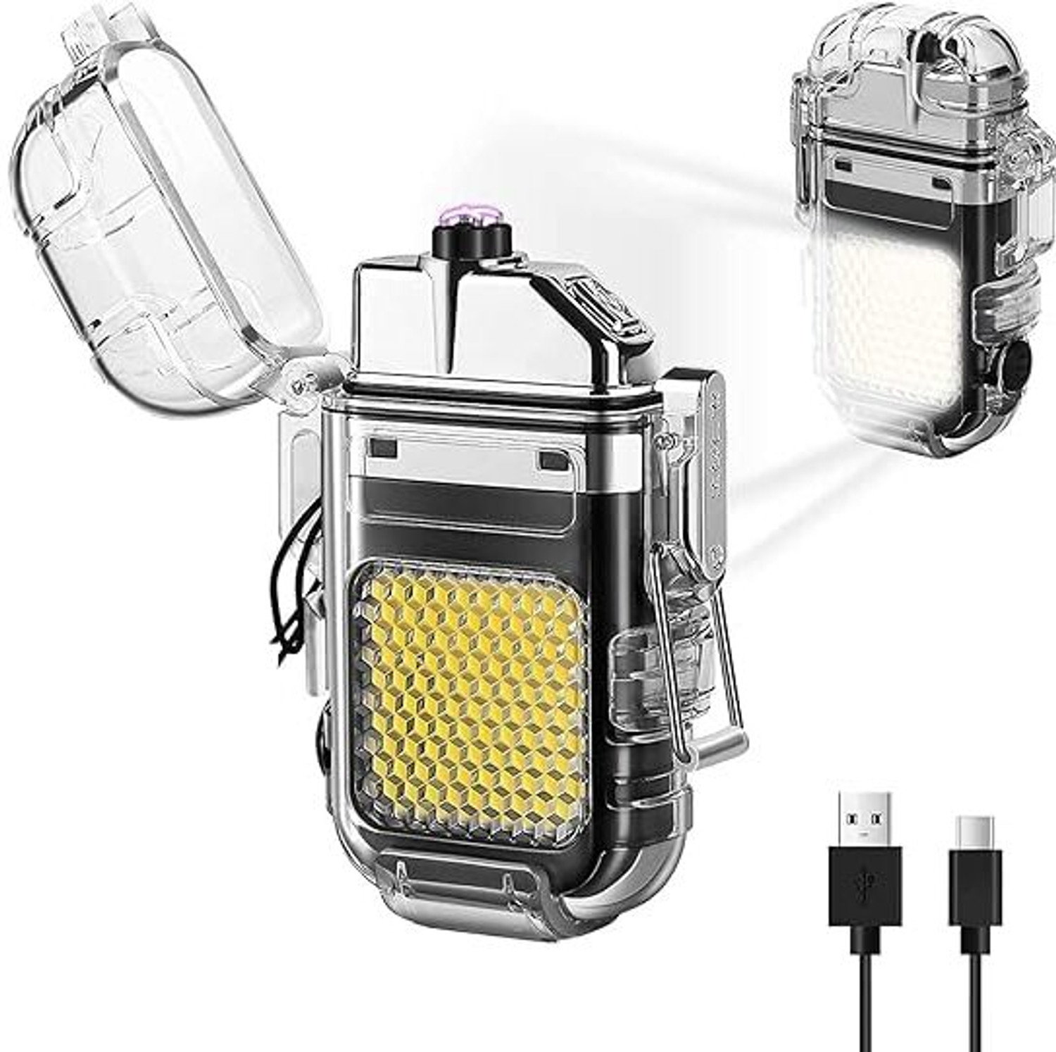 Image of JOYSTER Dual Arc Plasma Lighter USB Rechargeable Electric Arc Lighter Plastic Electronic Gas Lighter
