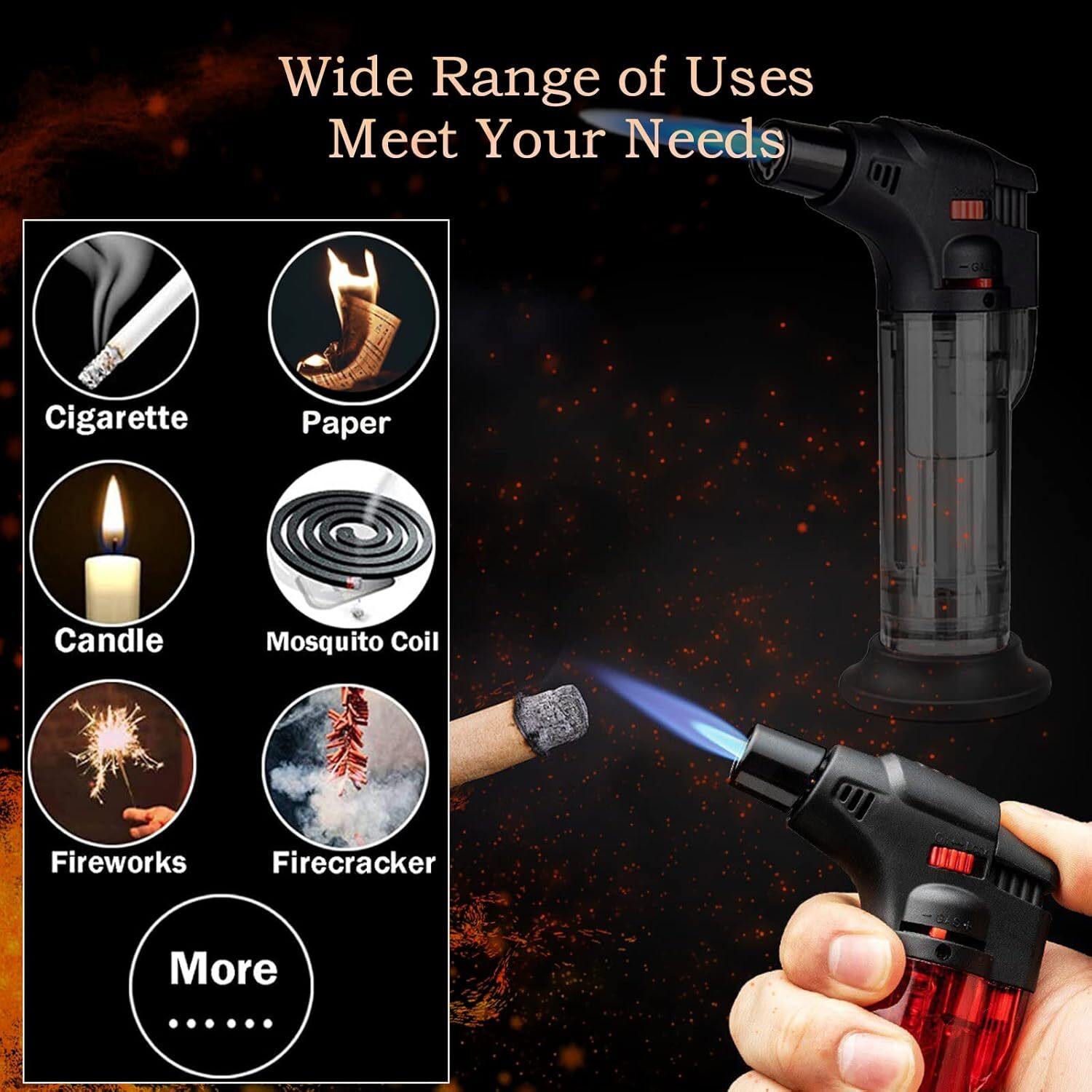 Image of VIOVI Red Jet Flame Lighter Blow Torch Refillable Culinary Kitchen Gas Lighter Plastic Gas Lighter