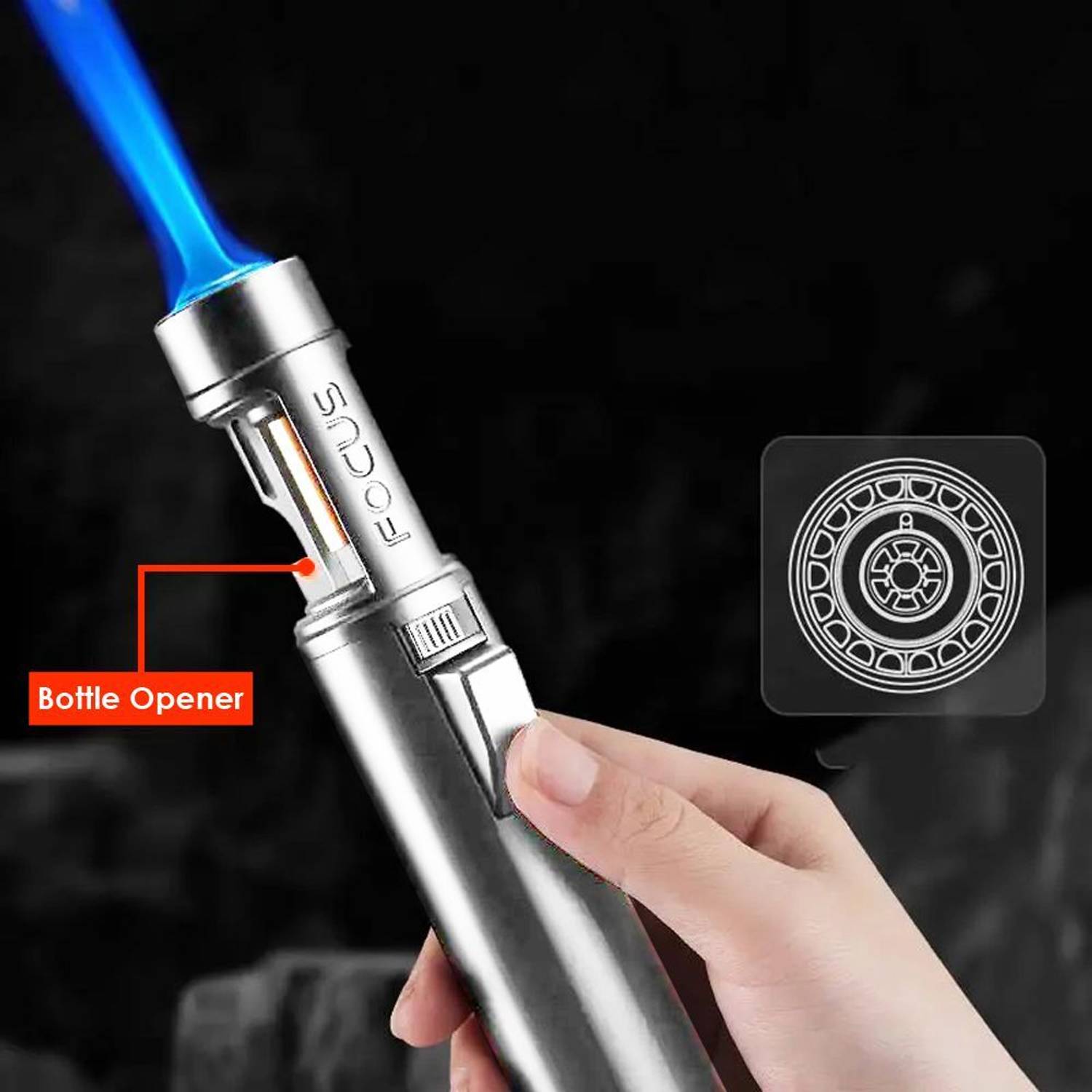 ZHut Focus JD-SG013 Opener Lighter | Long Jet Flame Refillable
