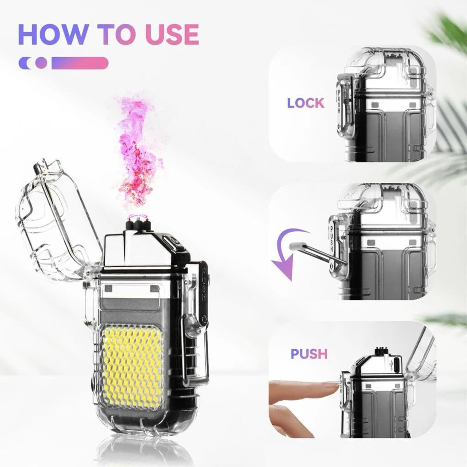 Image of JOYSTER Dual Arc Plasma Lighter USB Rechargeable Electric Arc Lighter Plastic Electronic Gas Lighter