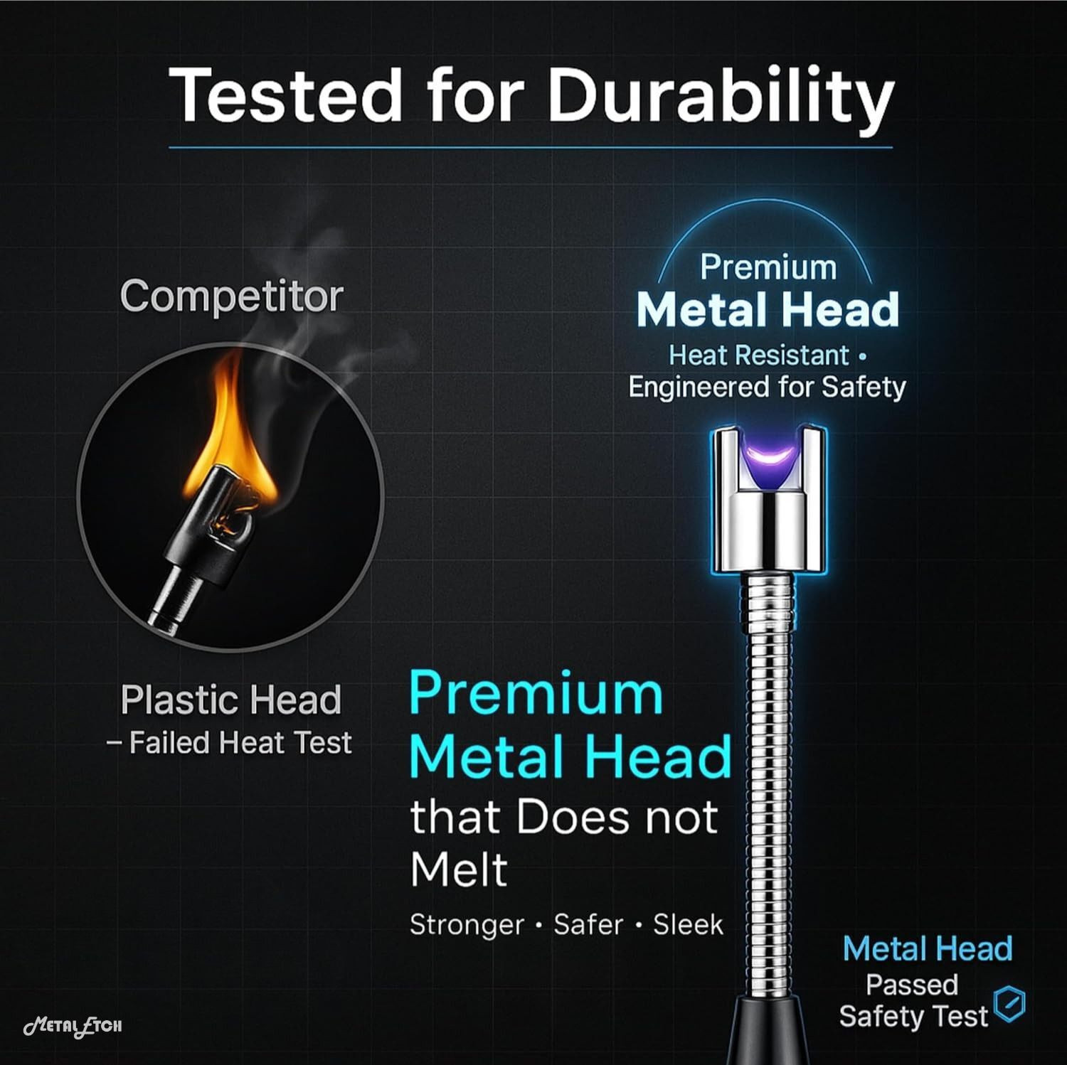 Image of Metal Etch Electric Rechargeable Plasma Gas Lighter for Kitchen - USB Type-C Charging Steel, Plastic Electronic Gas Lighter