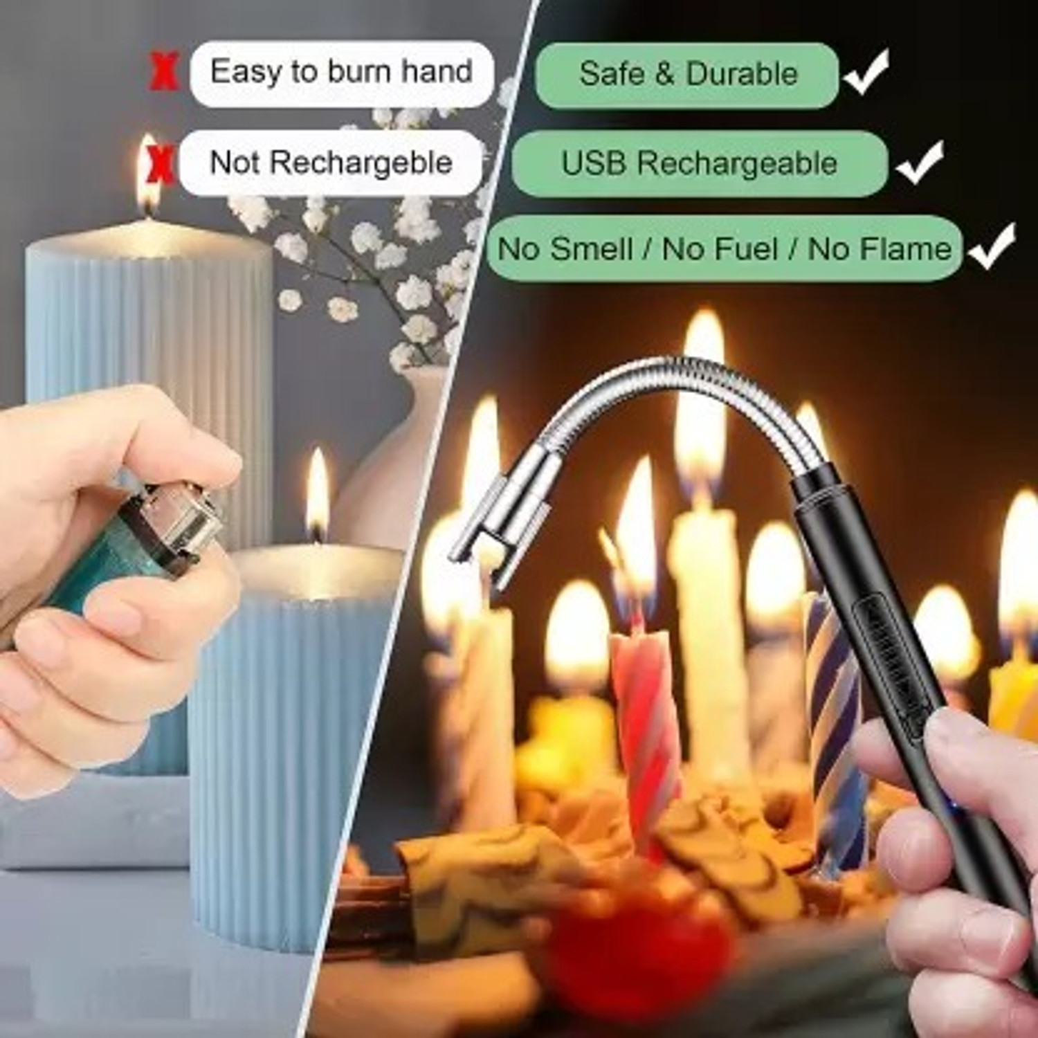 Image of NKPR Flexible Electric Kitchen Lighter 360 Degree Rechargeable for Gas ,Candle 447 Electric Kitchen Lighter 1447 Cigarette Lighter