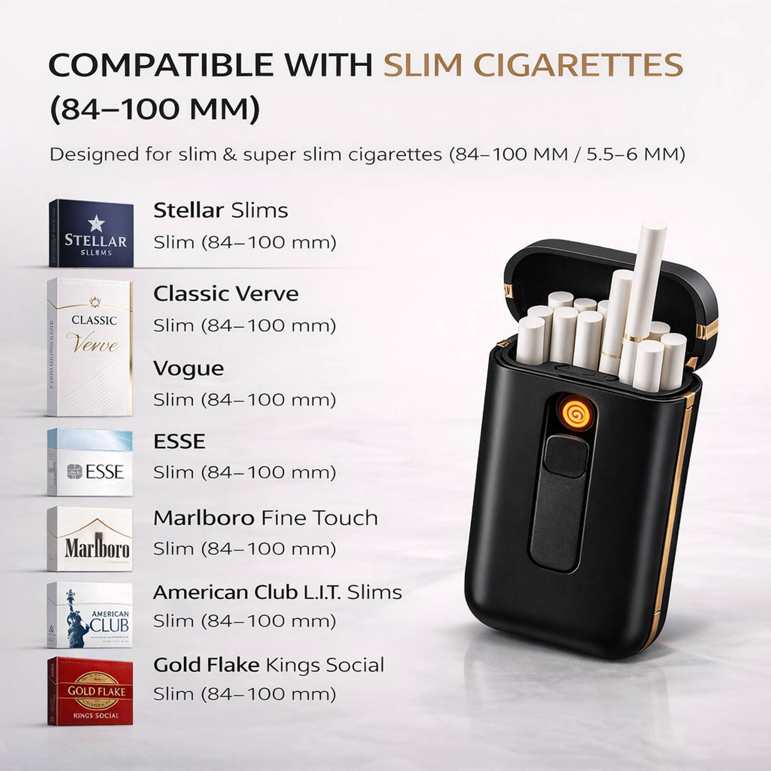 Bebo Cigarette Case with Inbuilt Lighter 18pcs | USB Rechargeable