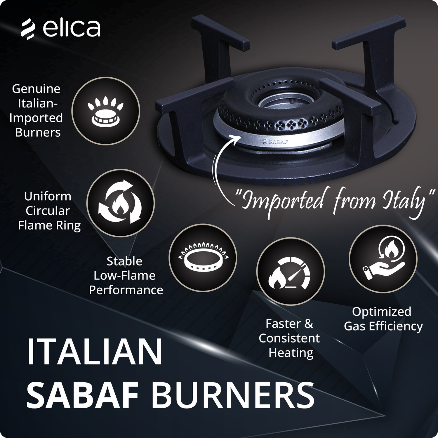 Image of Elica RG FLEXI HCT 470 DX LOTUS BK Glass Automatic Hob