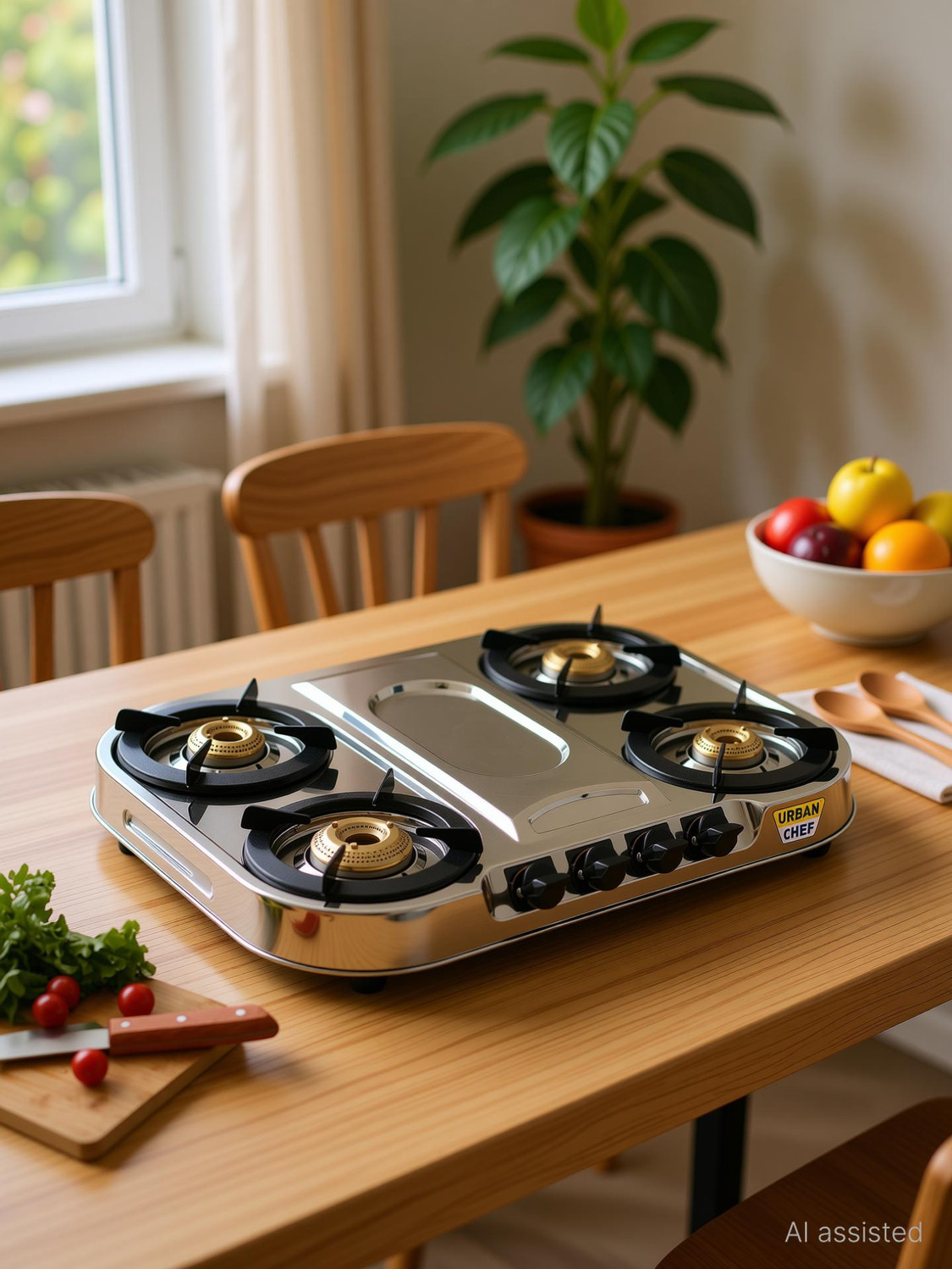 Image of Urban Chef ISI certified Elegant Stainless Steel Manual Gas Stove