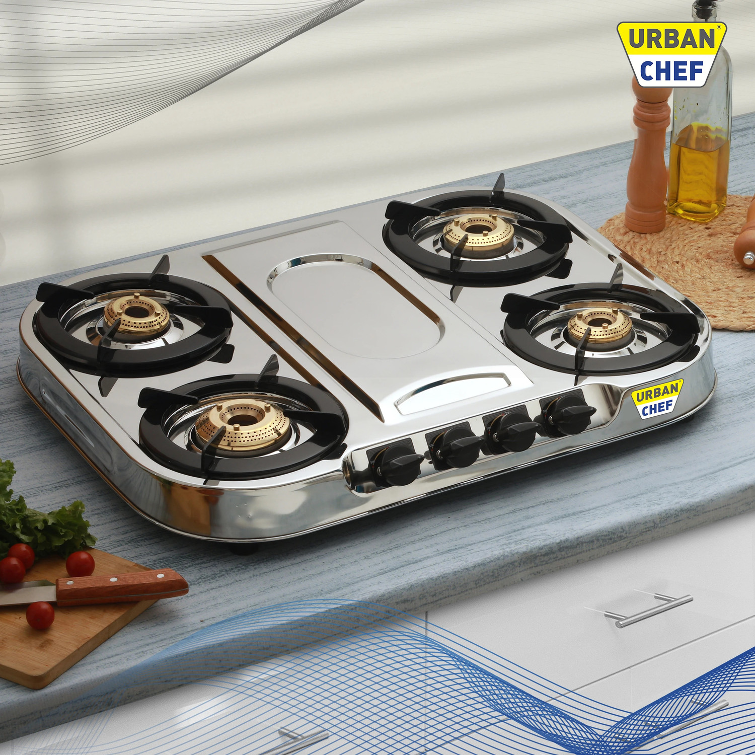 Image of Urban Chef ISI certified Elegant Stainless Steel Manual Gas Stove
