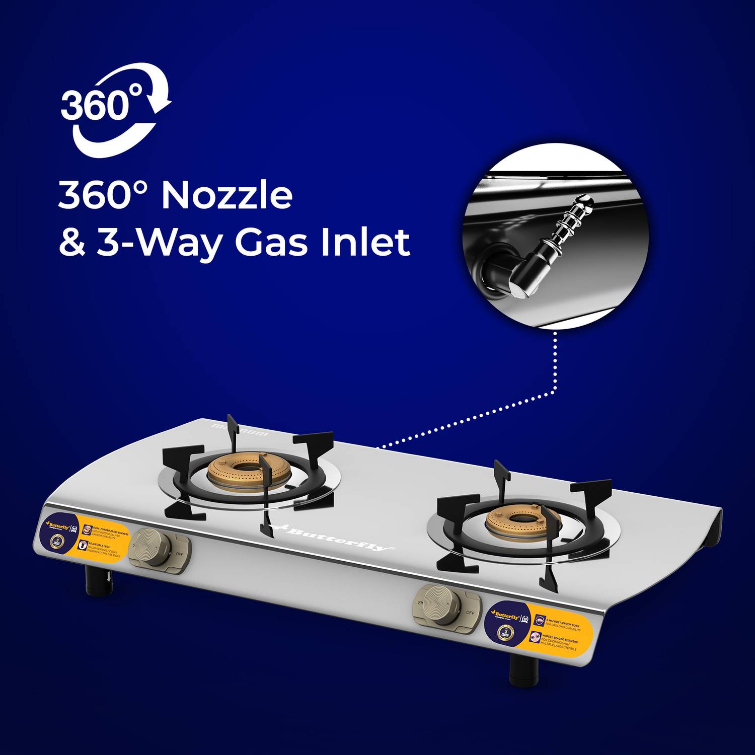 Butterfly Stainless Steel Manual Gas Stove - Image 4