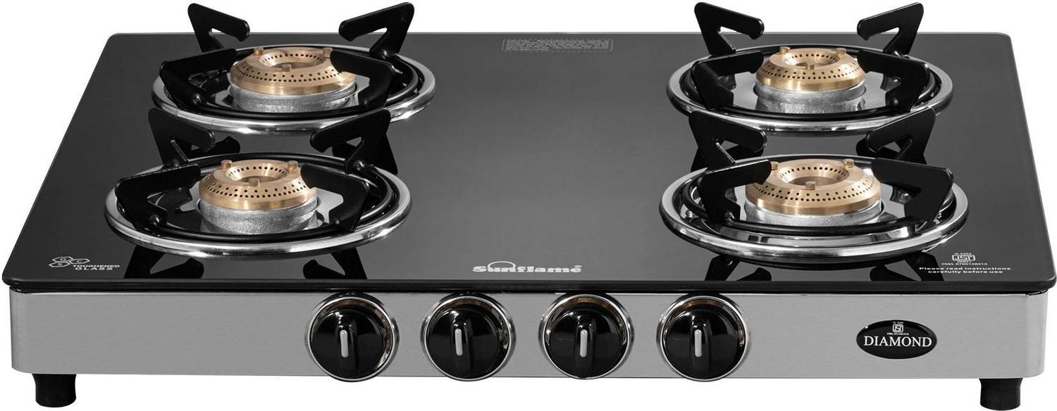 Sunflame Diamond SS Glass Manual Gas Stove