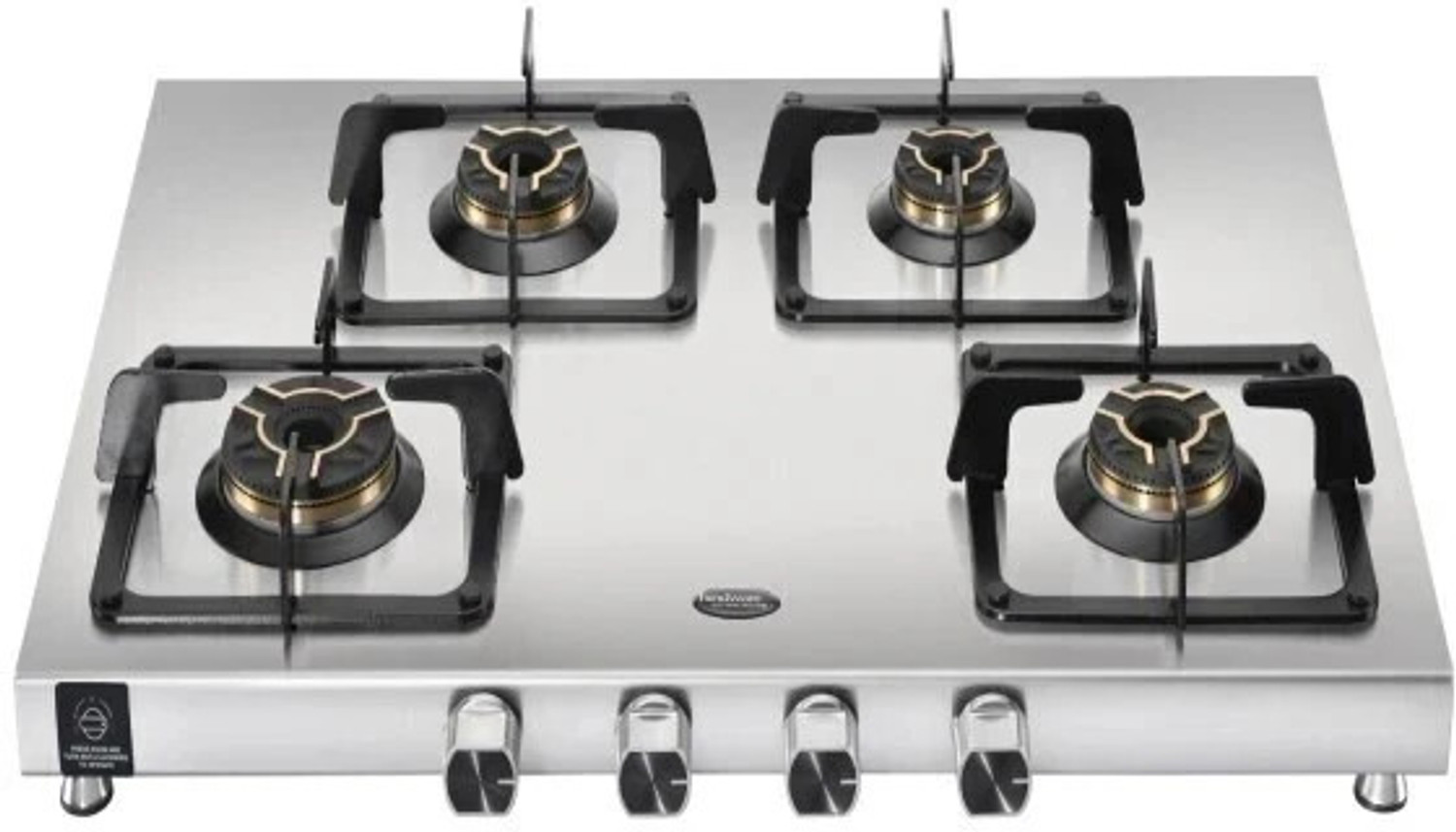 Image of Hindware Arturo SS 4Burner | 2MM Thinkness SS Body | Stainless Steel Manual Hob