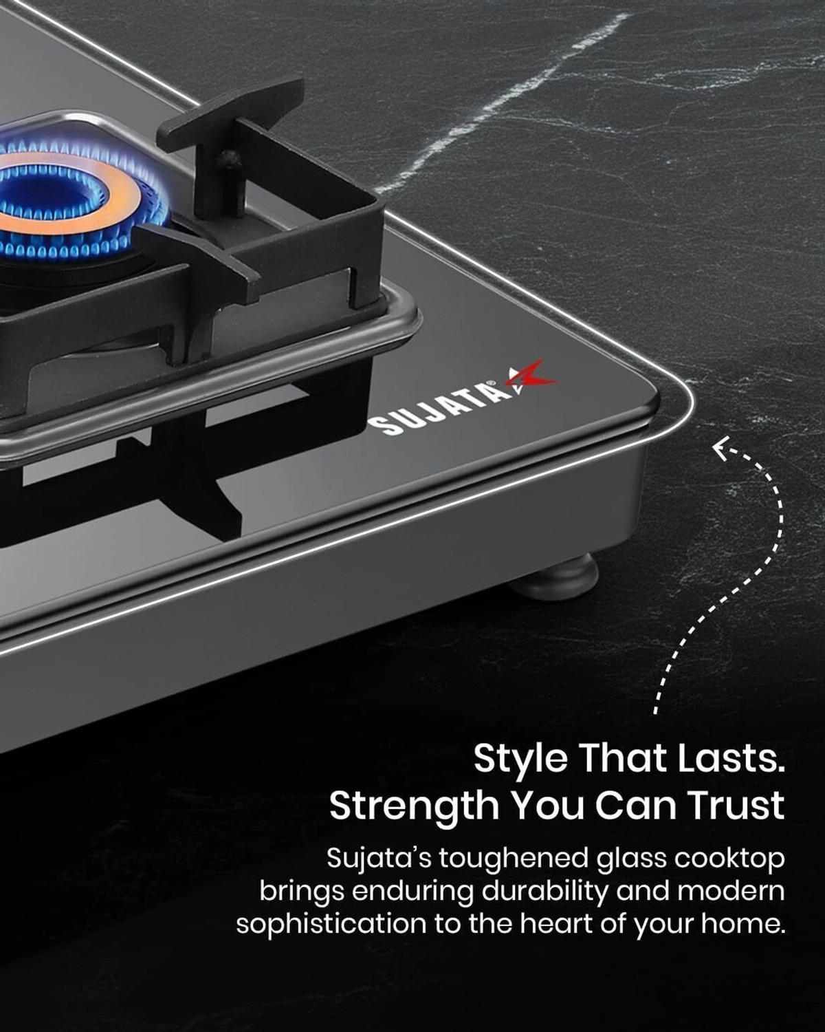 Image of SUJATA SUJATA Gas Stove 4 Burner Auto Ignition |Gas Chulha| ISI Certified | Premium 4B| Glass Automatic Gas Stove