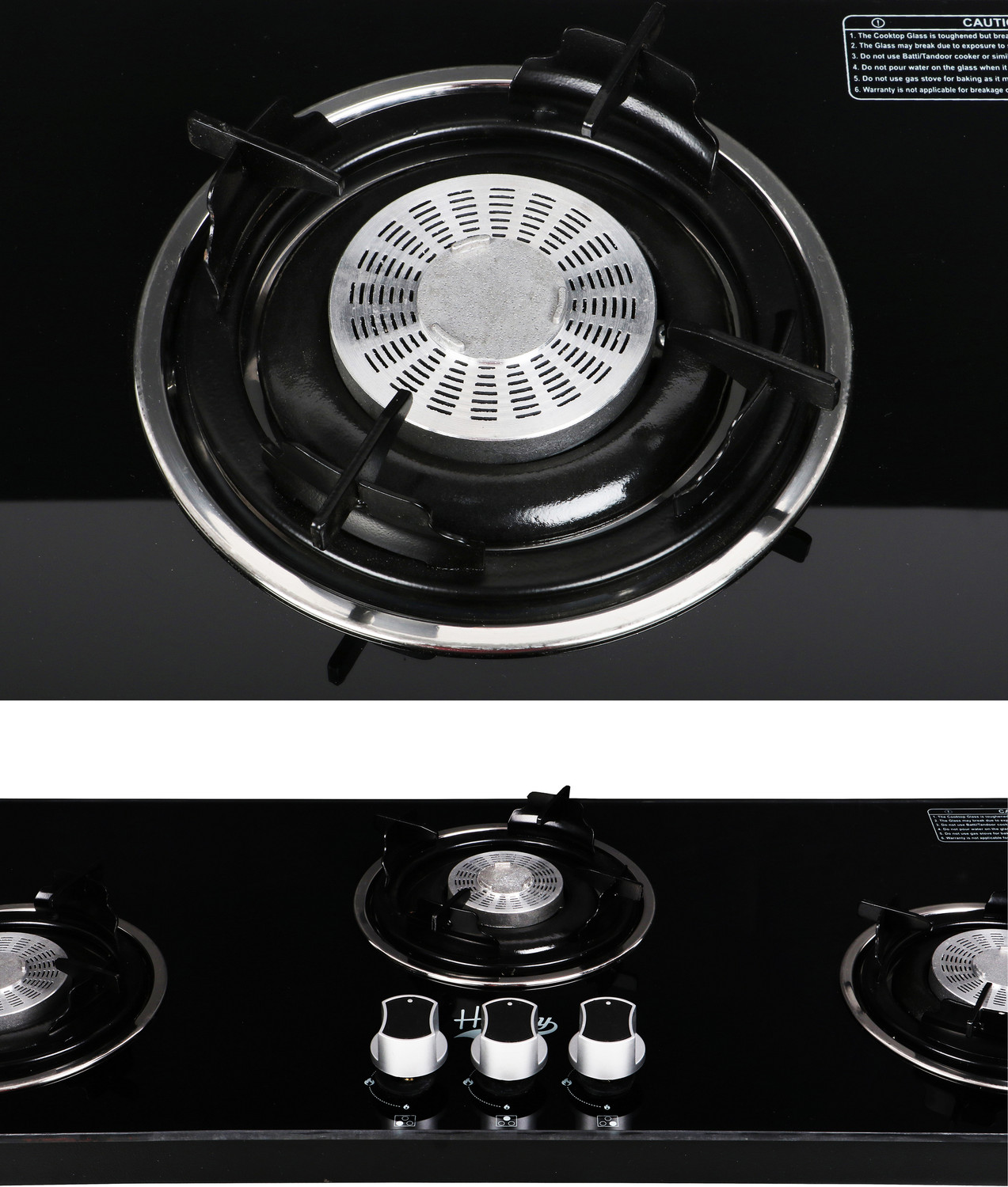 Image of Hamlay Exclusive 3B Hobtop Toughened Glass Tornado Burner Glass hobtop Glass Manual Hob (3 Burners)