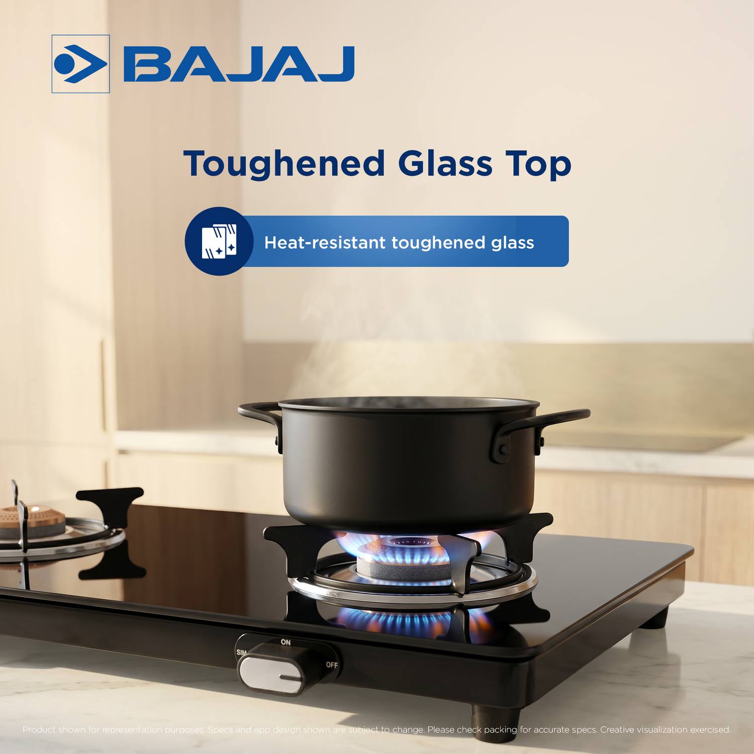 BAJAJ UCX 2B Glass Manual Gas Stove - Image 3