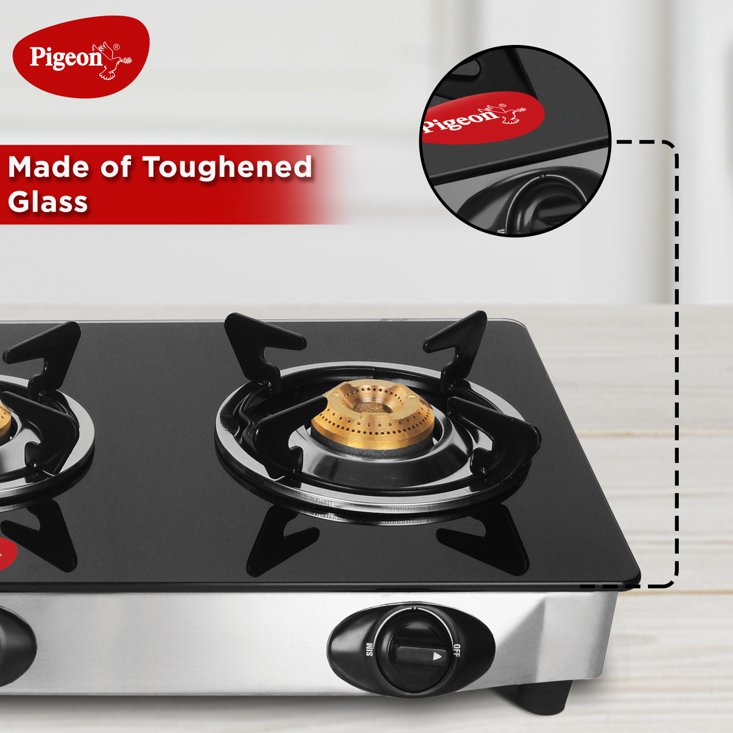 Image of Pigeon Ultra Glass Manual Gas Stove